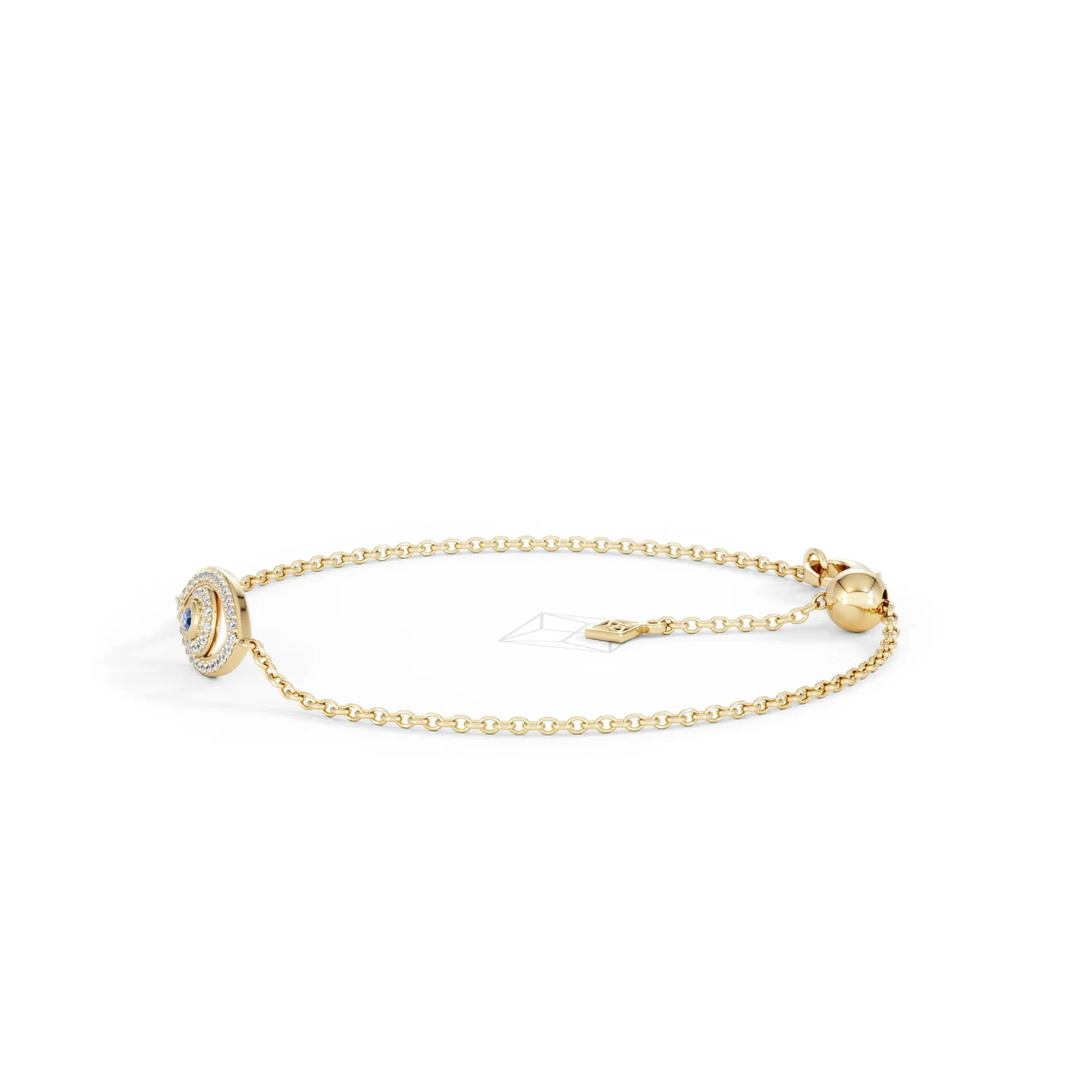 Evil Eye 0.21ct Sapphire Lab Diamond Adjustable Bracelet in 18K Gold Vermeil - Image 74