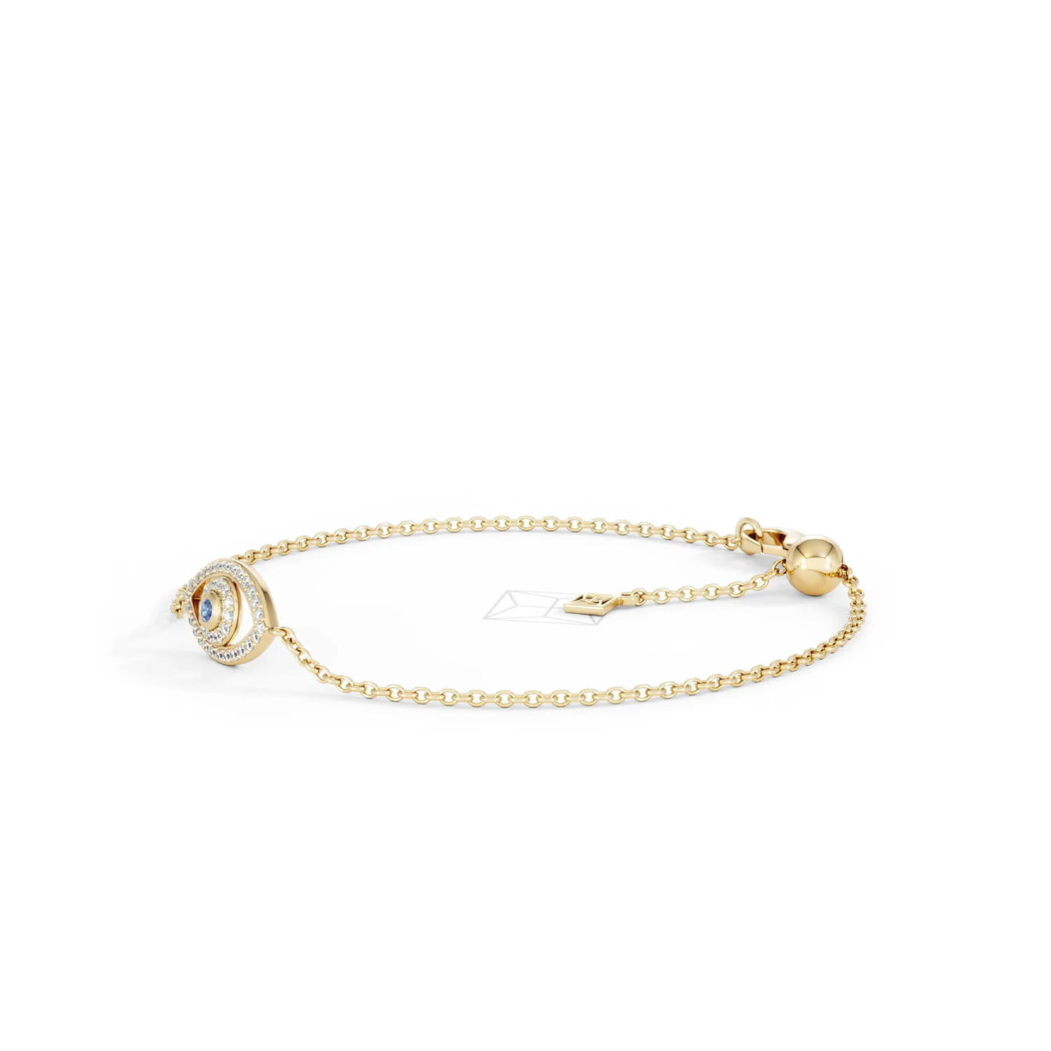 Evil Eye 0.21ct Sapphire Lab Diamond Adjustable Bracelet in 18K Gold Vermeil - Image 76