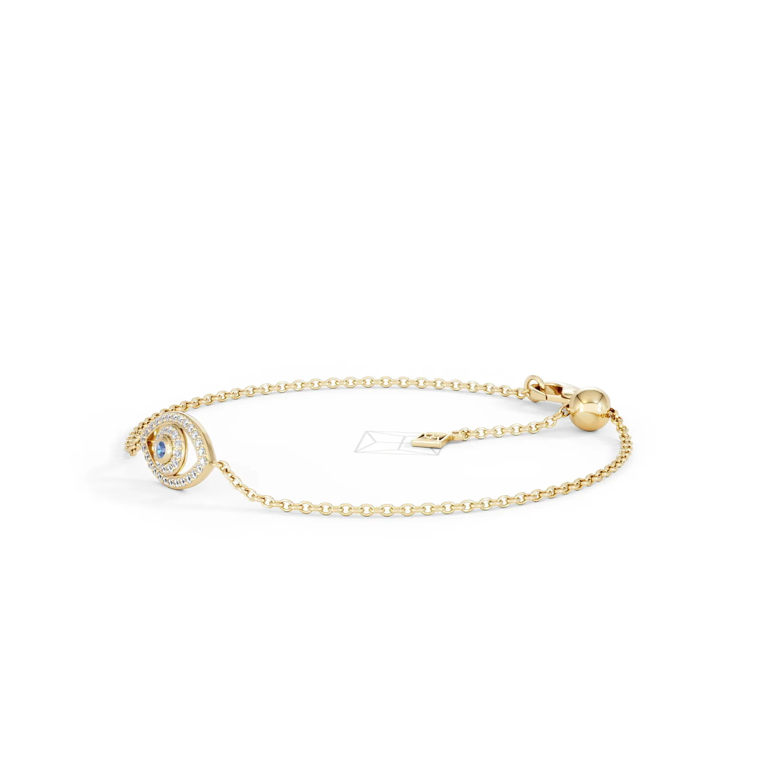 Evil Eye 0.21ct Sapphire Lab Diamond Adjustable Bracelet in 18K Gold Vermeil - Image 77