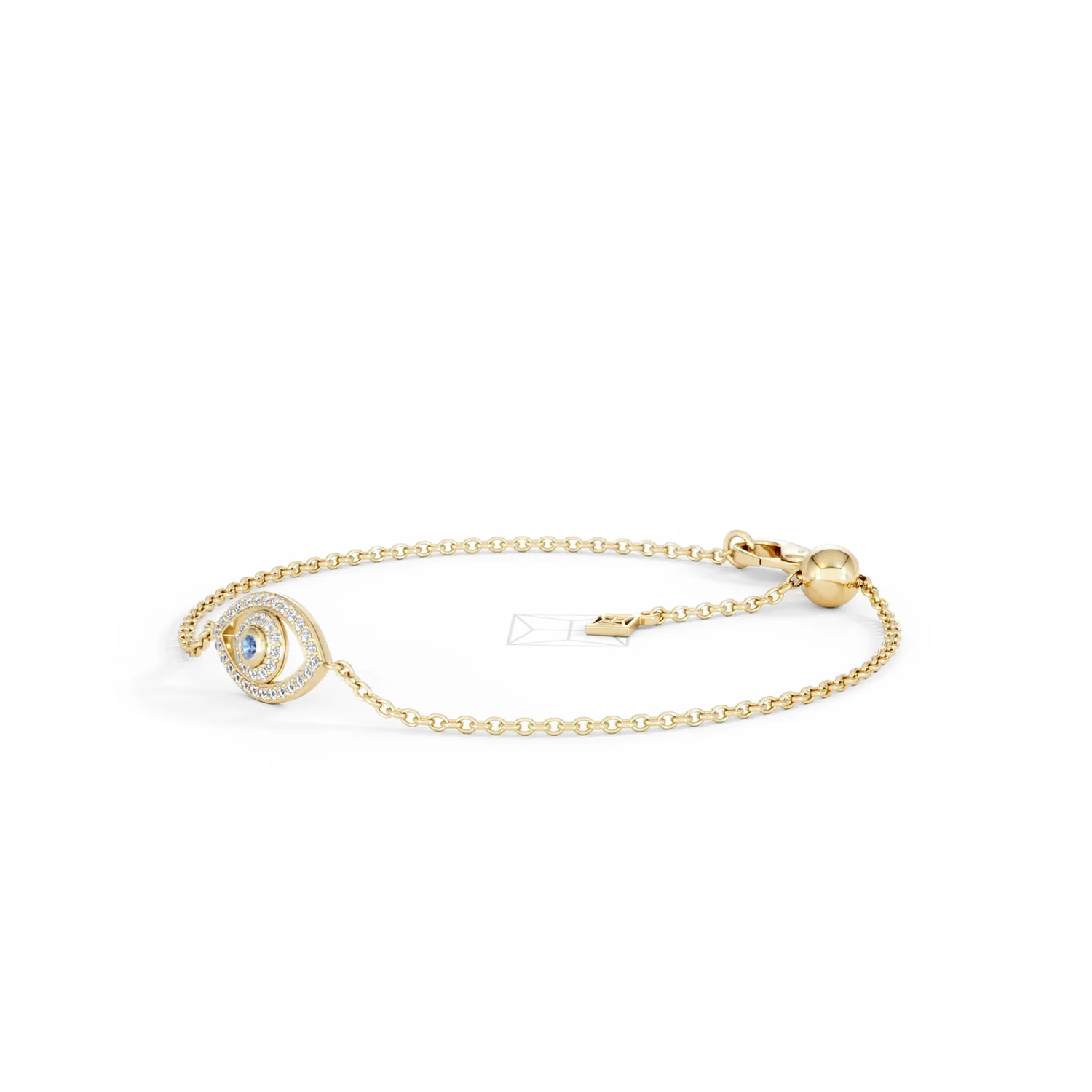 Evil Eye 0.21ct Sapphire Lab Diamond Adjustable Bracelet in 18K Gold Vermeil - Image 78