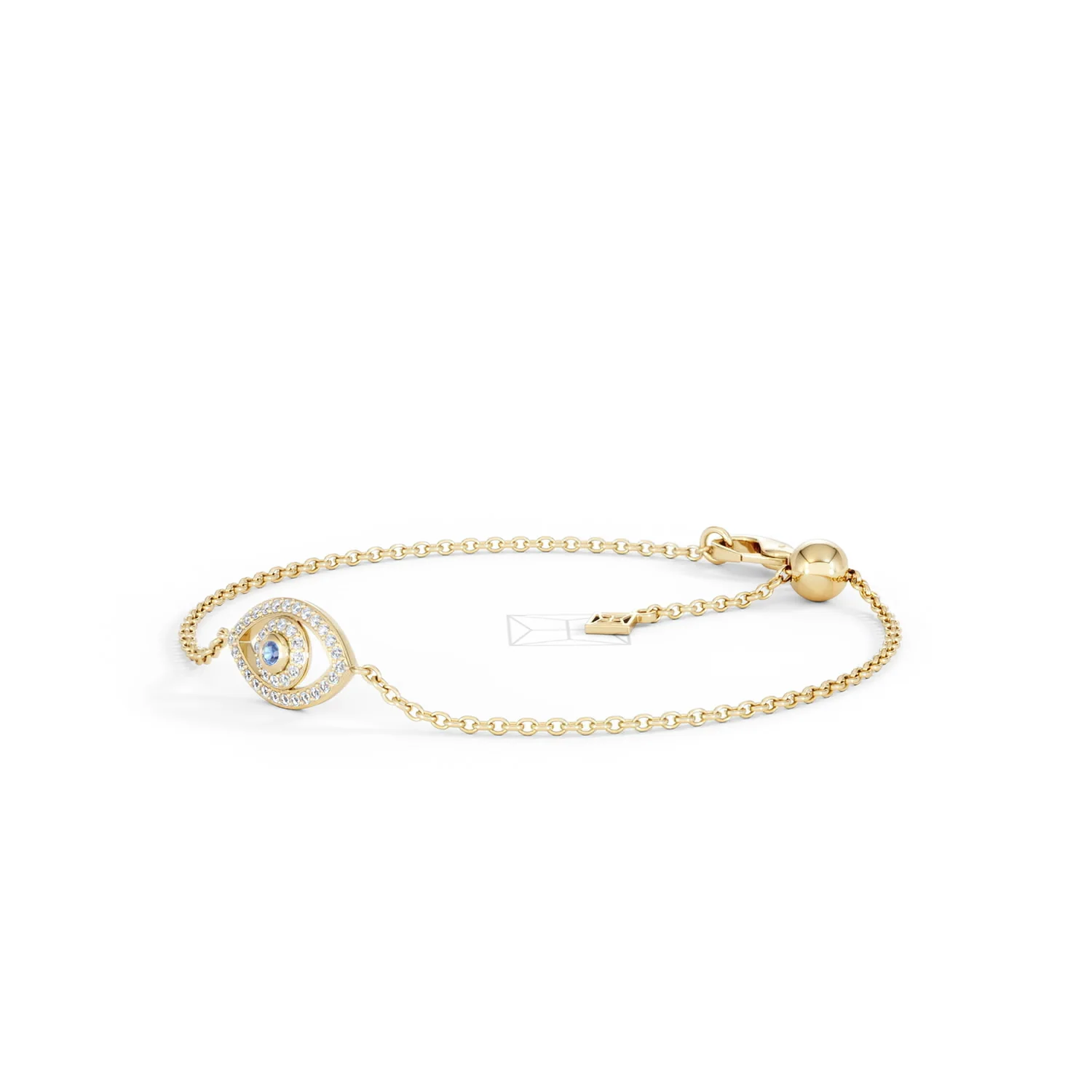 Evil Eye 0.21ct Sapphire Lab Diamond Adjustable Bracelet in 18K Gold Vermeil - Image 79