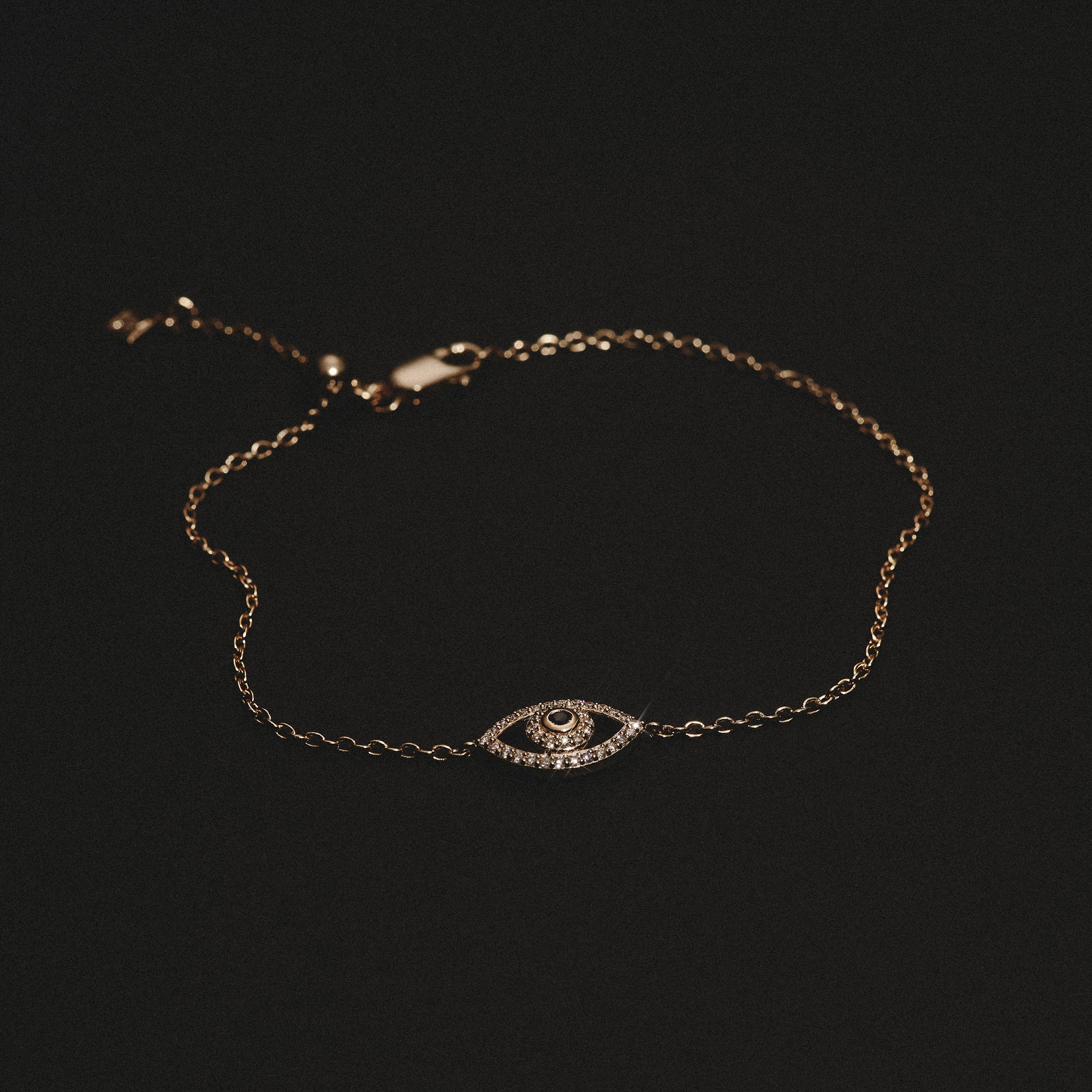Evil Eye 0.21ct Sapphire Lab Diamond Adjustable Bracelet in 18K Gold Vermeil - Image 8