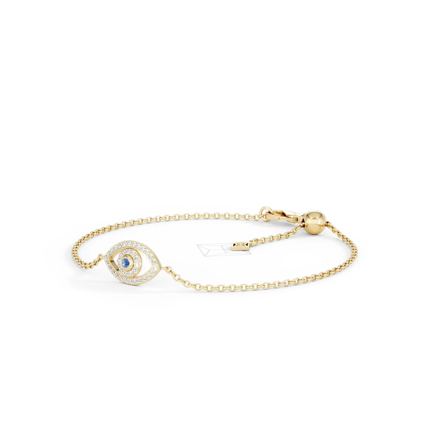 Evil Eye 0.21ct Sapphire Lab Diamond Adjustable Bracelet in 18K Gold Vermeil - Image 81