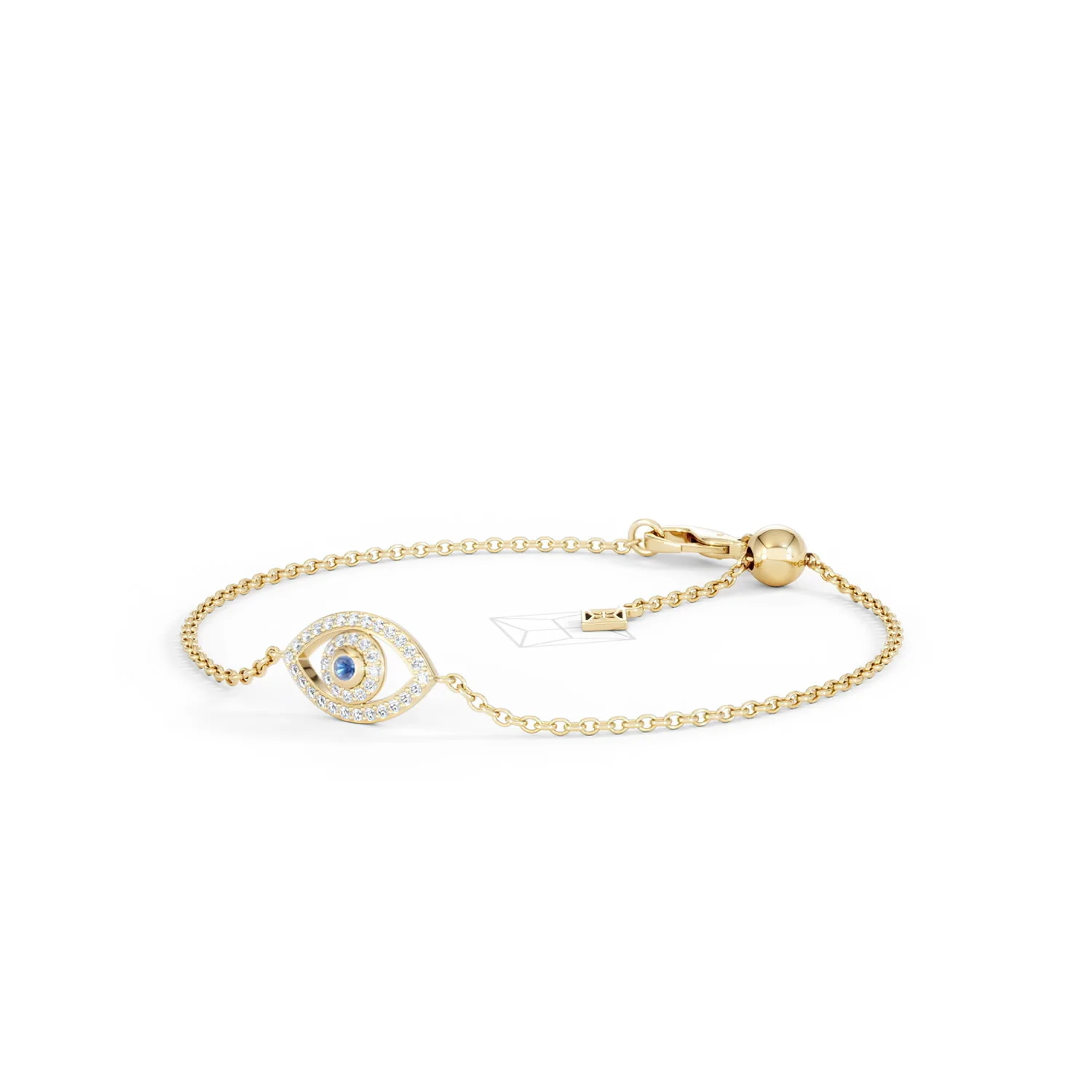 Evil Eye 0.21ct Sapphire Lab Diamond Adjustable Bracelet in 18K Gold Vermeil - Image 82
