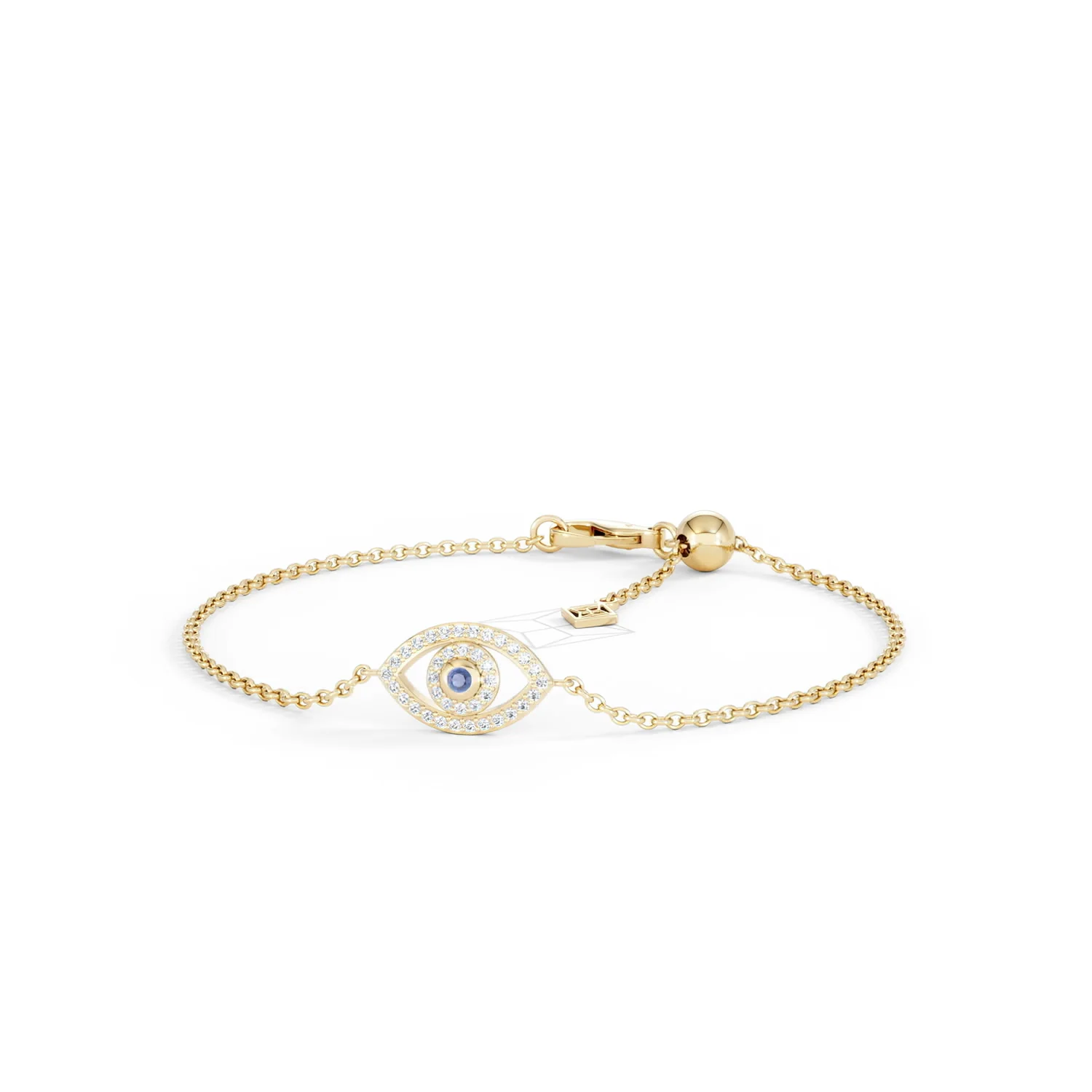 Evil Eye 0.21ct Sapphire Lab Diamond Adjustable Bracelet in 18K Gold Vermeil - Image 86