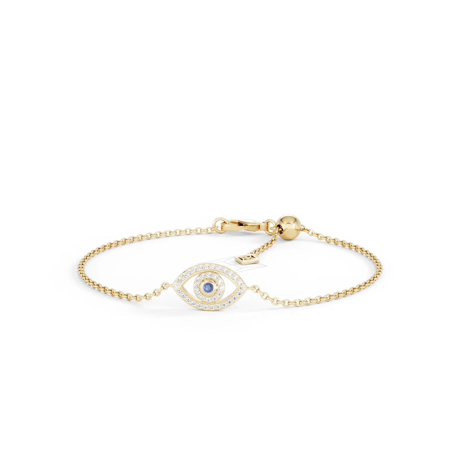 Evil Eye 0.21ct Sapphire Lab Diamond Adjustable Bracelet in 18K Gold Vermeil - Image 87