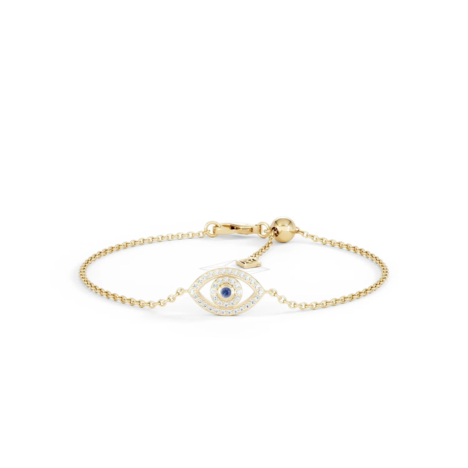 Evil Eye 0.21ct Sapphire Lab Diamond Adjustable Bracelet in 18K Gold Vermeil - Image 88