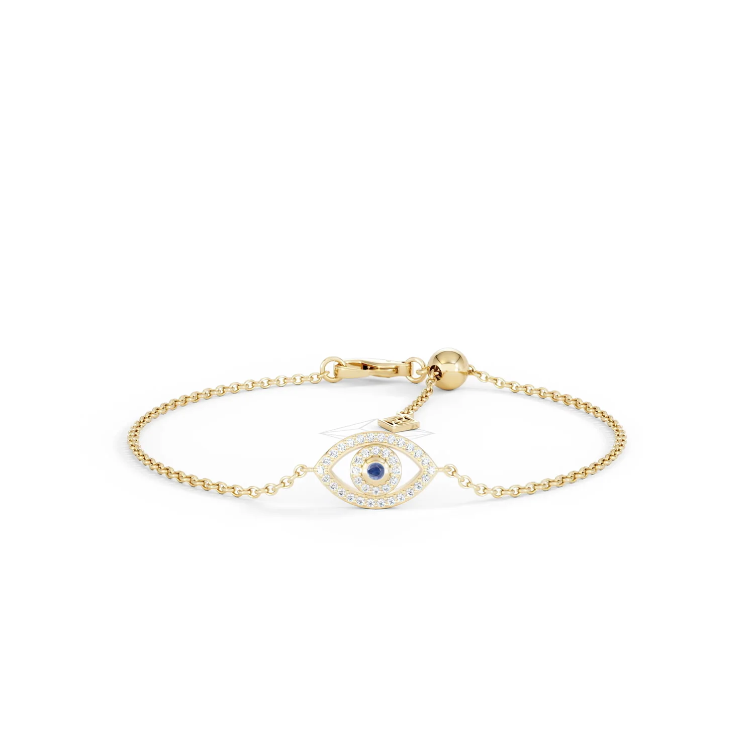 Evil Eye 0.21ct Sapphire Lab Diamond Adjustable Bracelet in 18K Gold Vermeil - Image 9