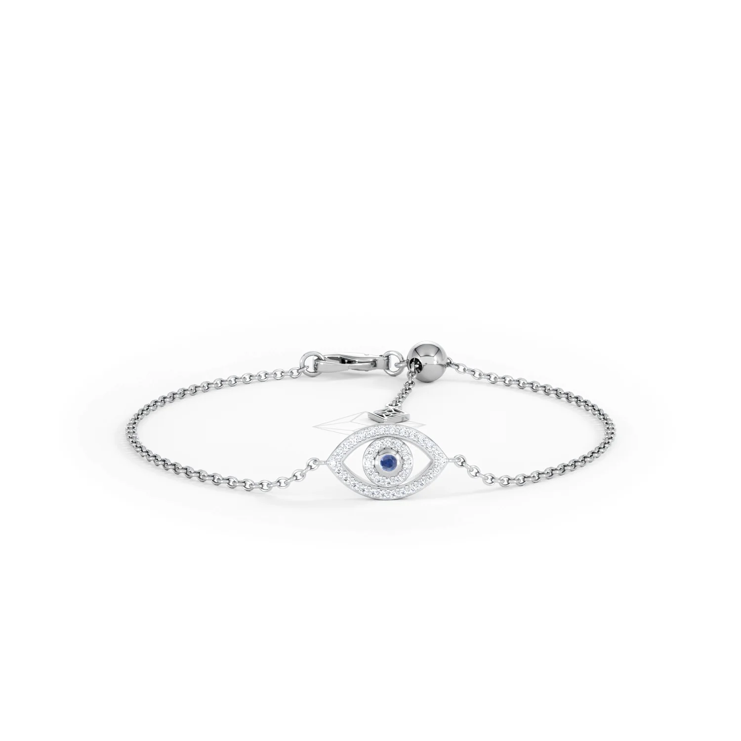 Evil Eye 0.21ct Sapphire Lab Diamond Adjustable Bracelet in Sterling Silver - Image 10