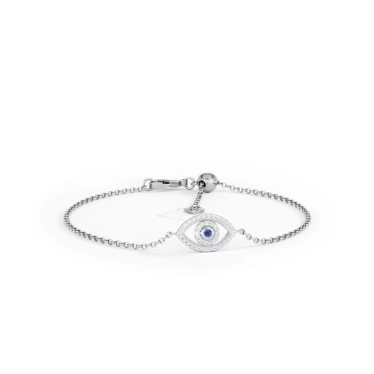 Evil Eye 0.21ct Sapphire Lab Diamond Adjustable Bracelet in Sterling Silver - Image 11