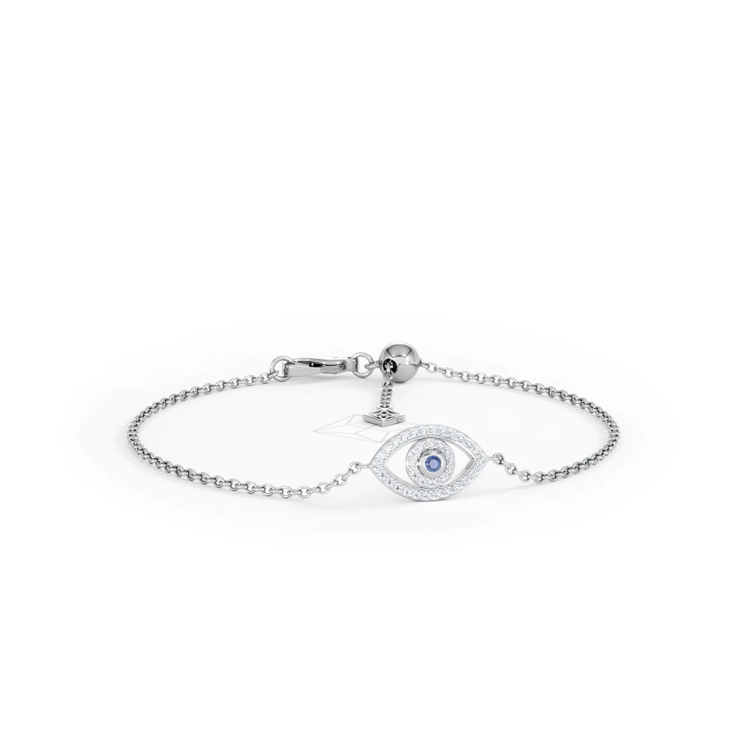 Evil Eye 0.21ct Sapphire Lab Diamond Adjustable Bracelet in Sterling Silver - Image 12