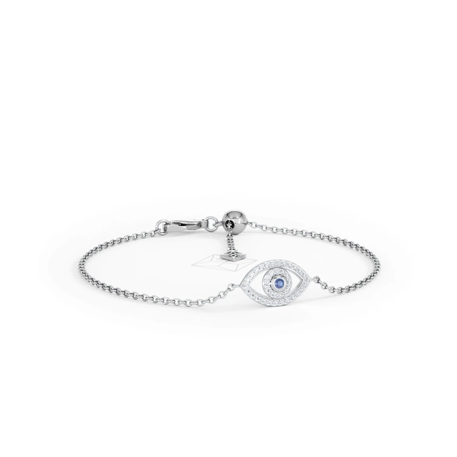 Evil Eye 0.21ct Sapphire Lab Diamond Adjustable Bracelet in Sterling Silver - Image 13