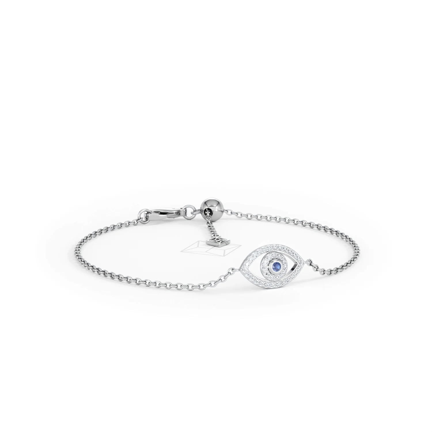 Evil Eye 0.21ct Sapphire Lab Diamond Adjustable Bracelet in Sterling Silver - Image 14