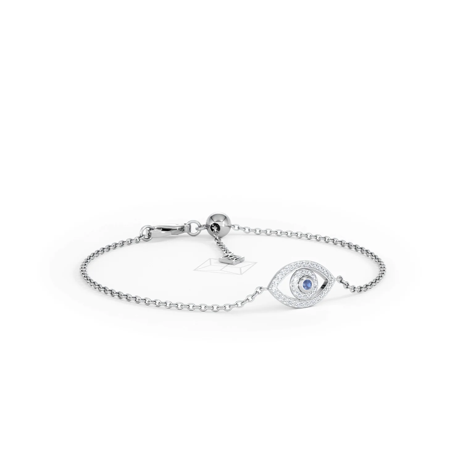 Evil Eye 0.21ct Sapphire Lab Diamond Adjustable Bracelet in Sterling Silver - Image 15