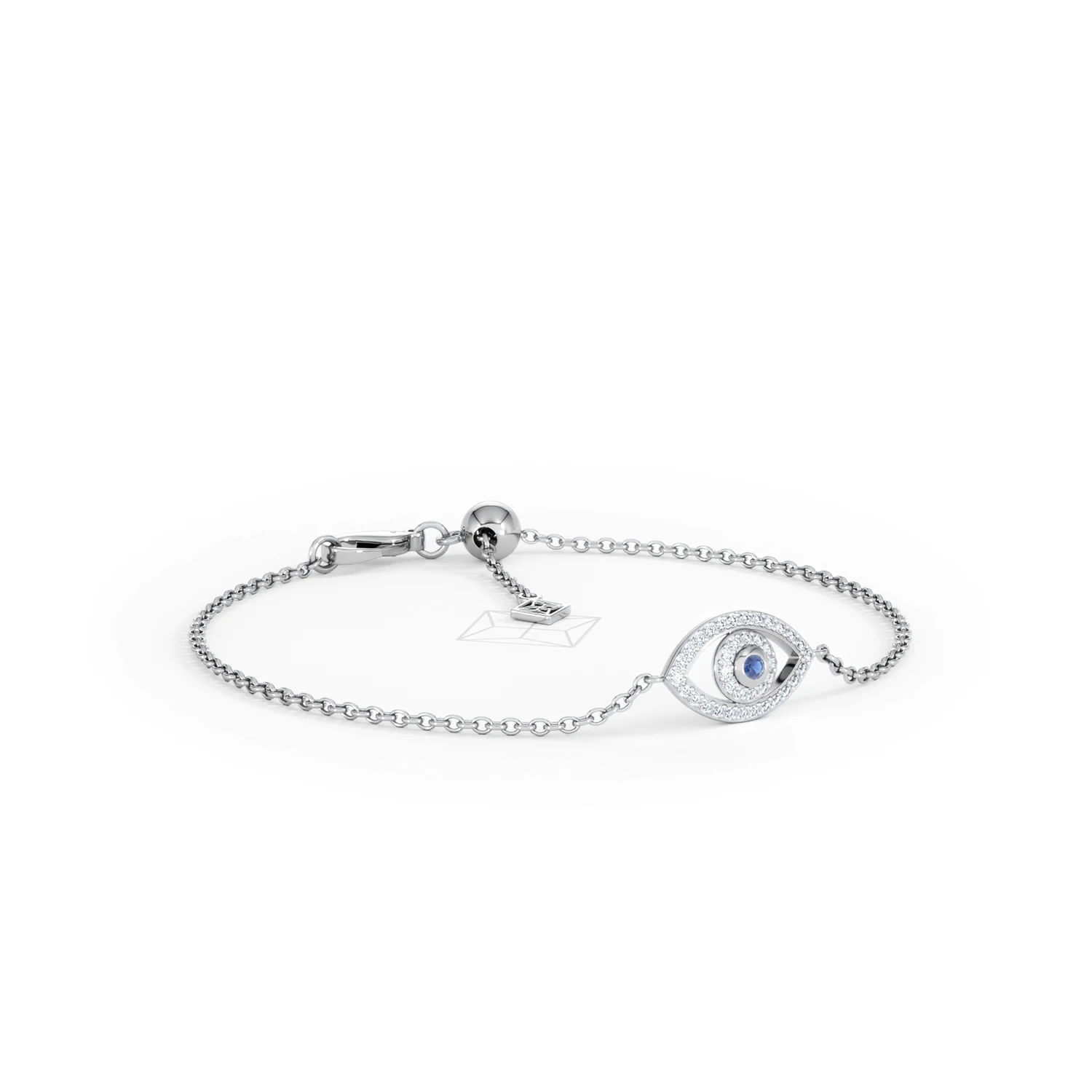 Evil Eye 0.21ct Sapphire Lab Diamond Adjustable Bracelet in Sterling Silver - Image 16