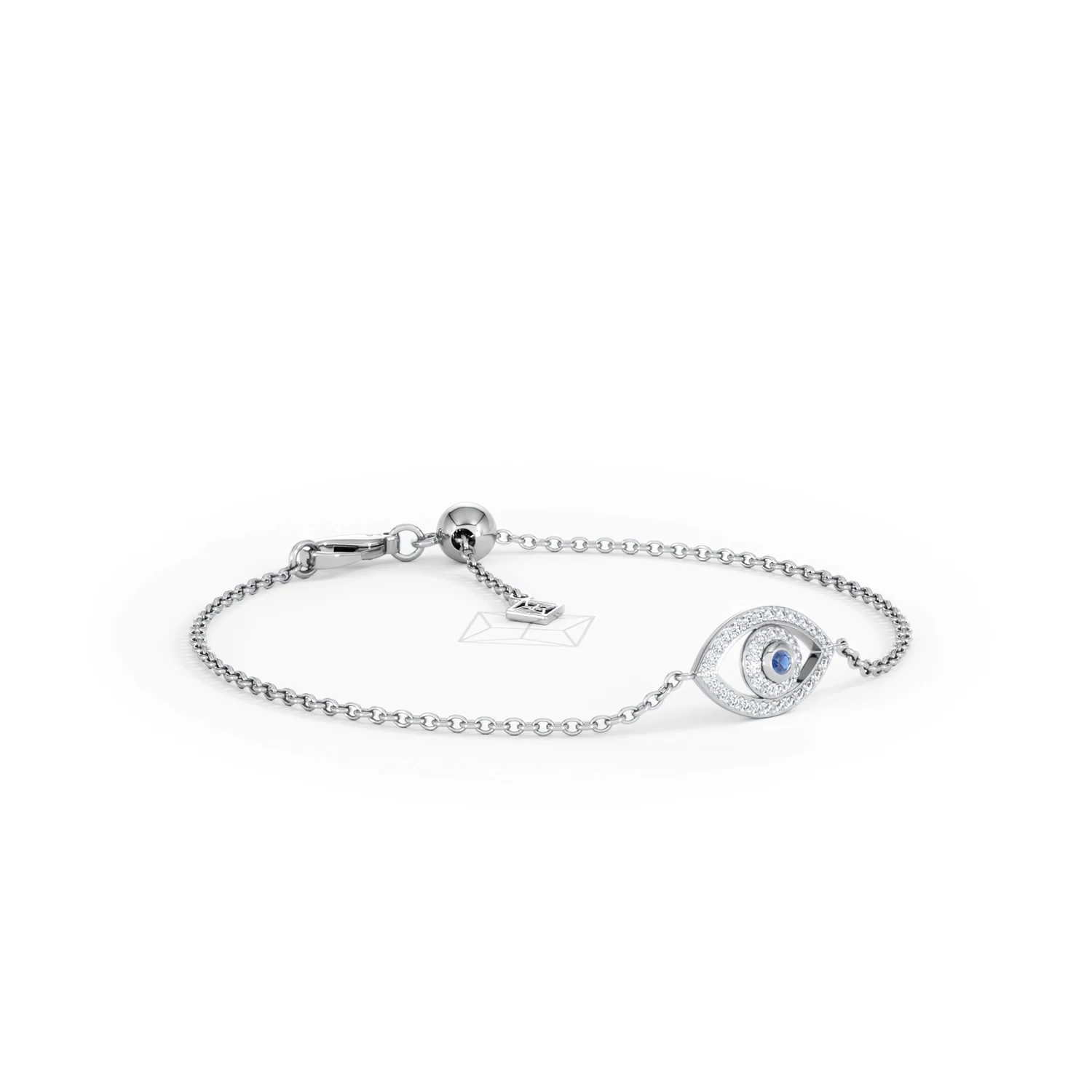 Evil Eye 0.21ct Sapphire Lab Diamond Adjustable Bracelet in Sterling Silver - Image 17