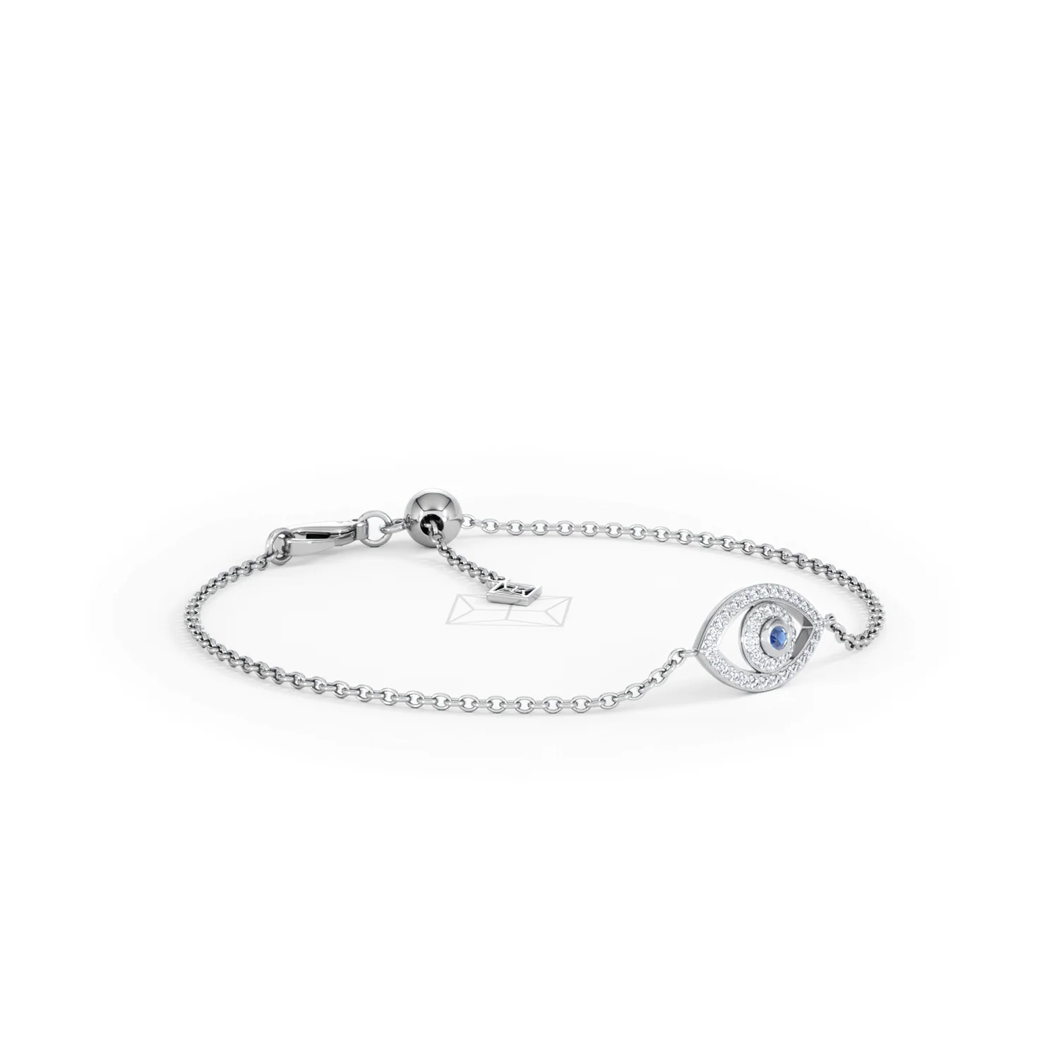 Evil Eye 0.21ct Sapphire Lab Diamond Adjustable Bracelet in Sterling Silver - Image 18