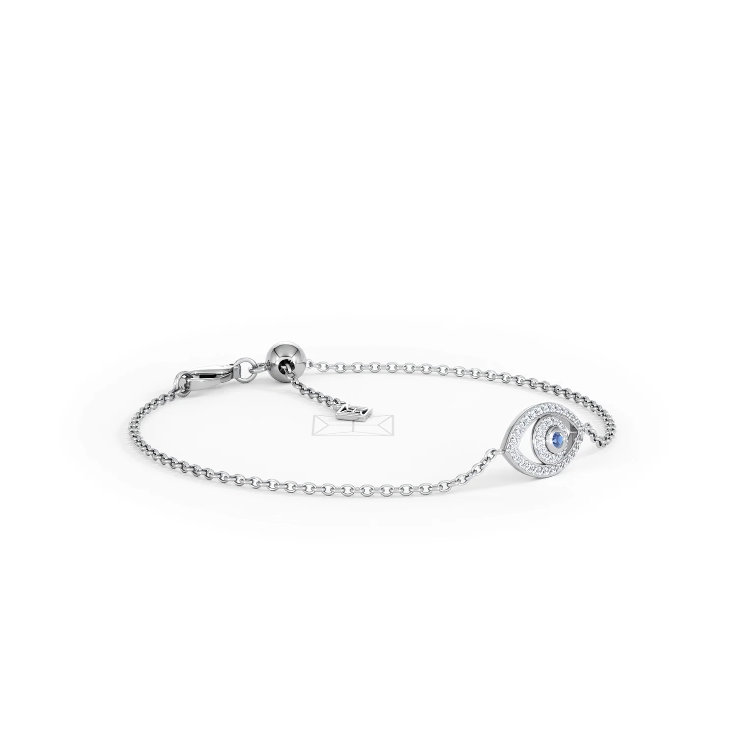 Evil Eye 0.21ct Sapphire Lab Diamond Adjustable Bracelet in Sterling Silver - Image 19