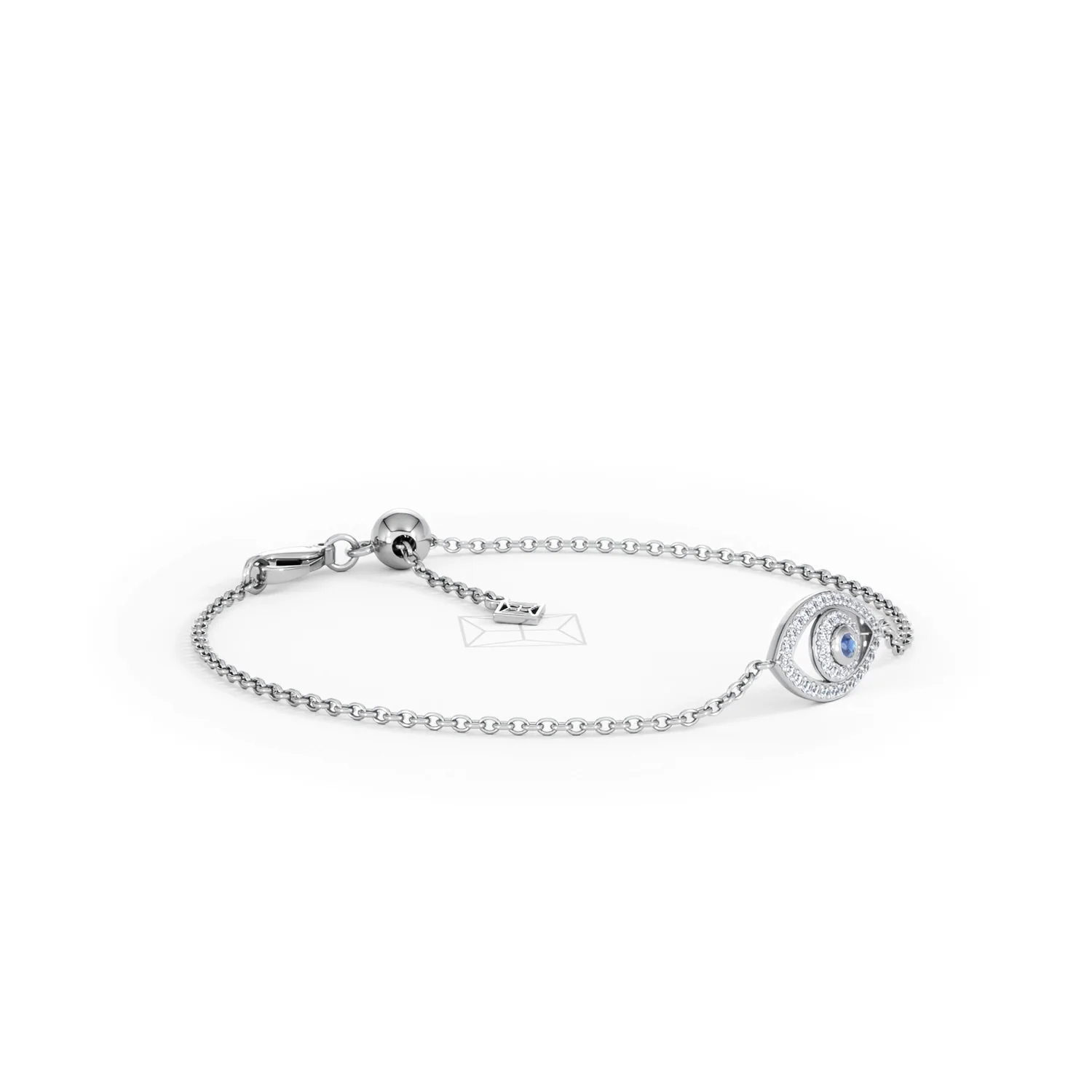 Evil Eye 0.21ct Sapphire Lab Diamond Adjustable Bracelet in Sterling Silver - Image 20