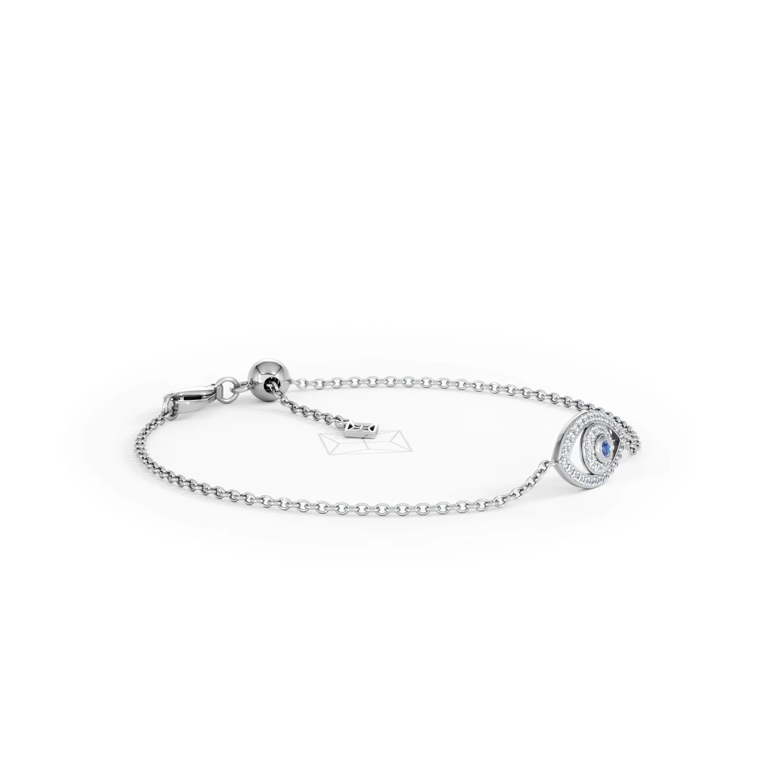Evil Eye 0.21ct Sapphire Lab Diamond Adjustable Bracelet in Sterling Silver - Image 21