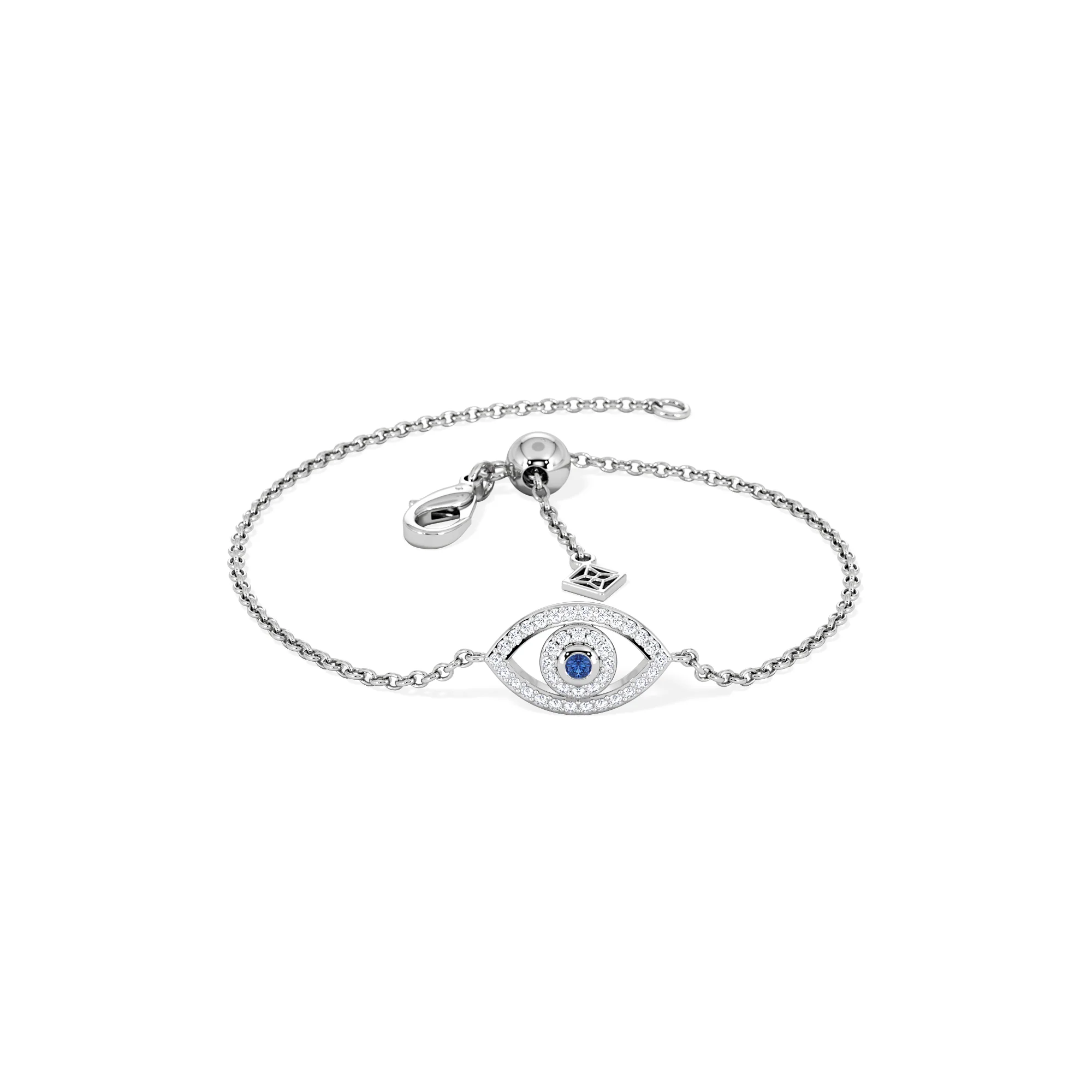 Evil Eye 0.21ct Sapphire Lab Diamond Adjustable Bracelet in Sterling Silver - Image 3