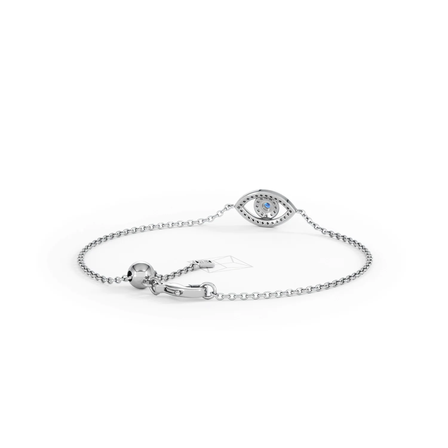 Evil Eye 0.21ct Sapphire Lab Diamond Adjustable Bracelet in Sterling Silver - Image 45