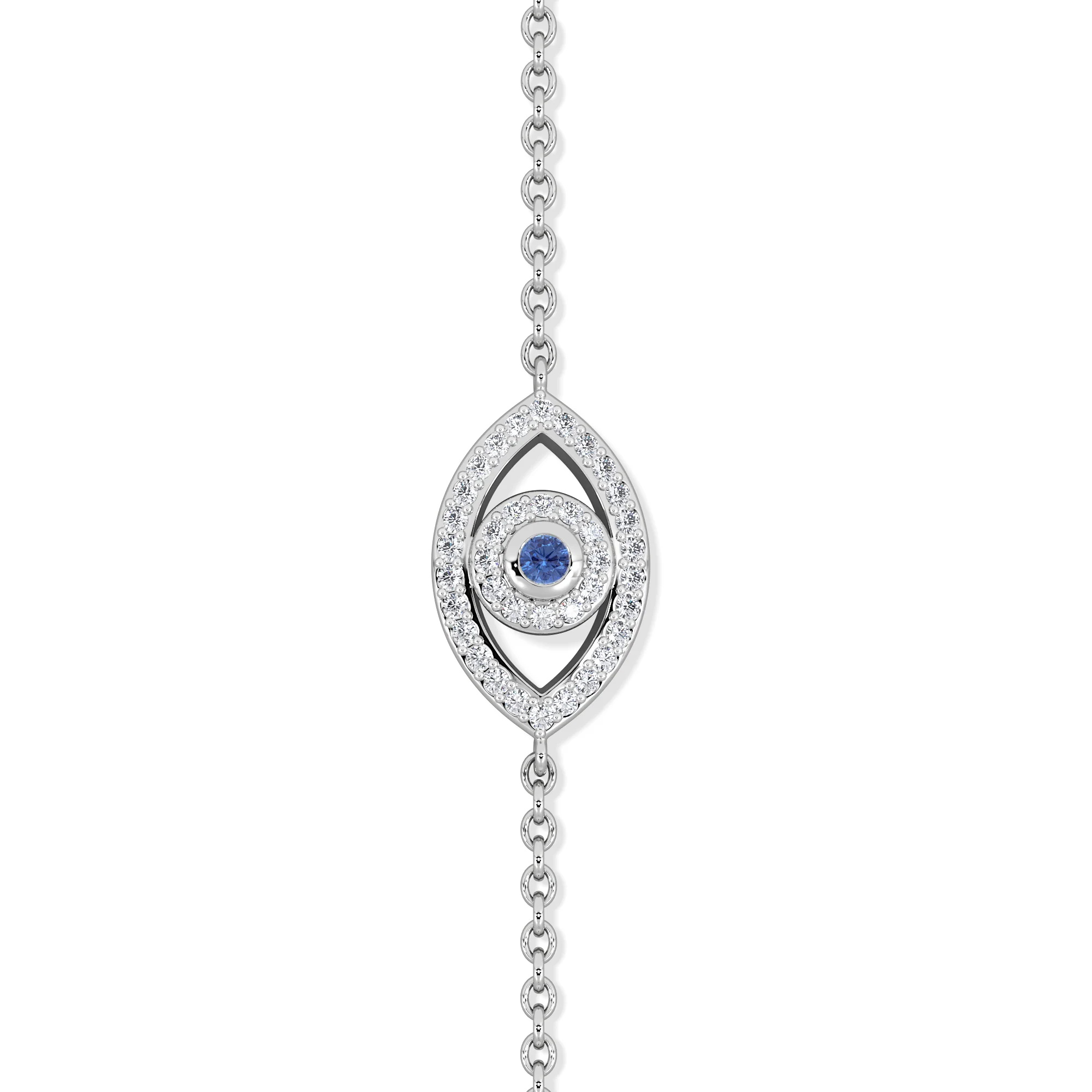 Evil Eye 0.21ct Sapphire Lab Diamond Adjustable Bracelet in Sterling Silver - Image 5