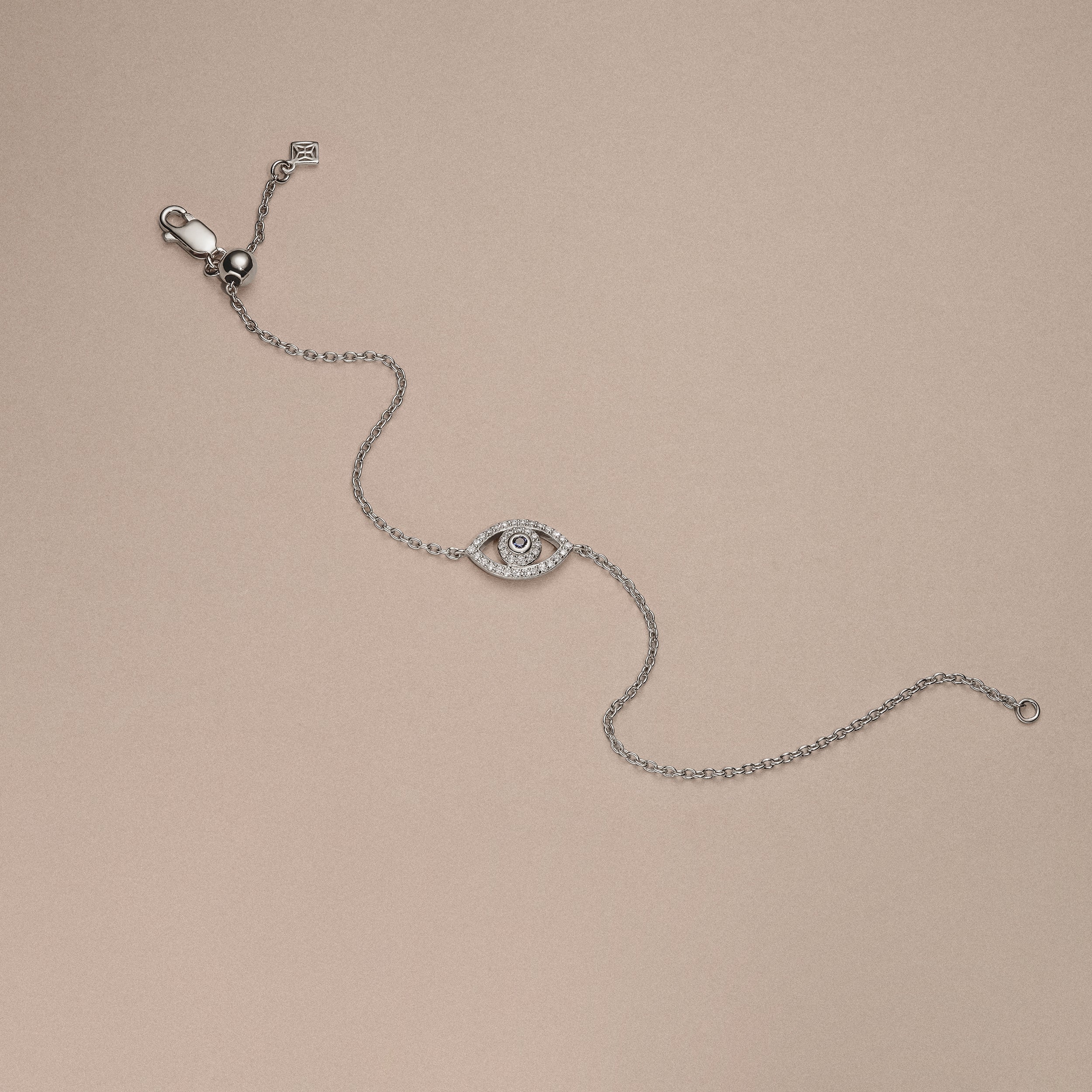 Evil Eye 0.21ct Sapphire Lab Diamond Adjustable Bracelet in Sterling Silver - Image 6