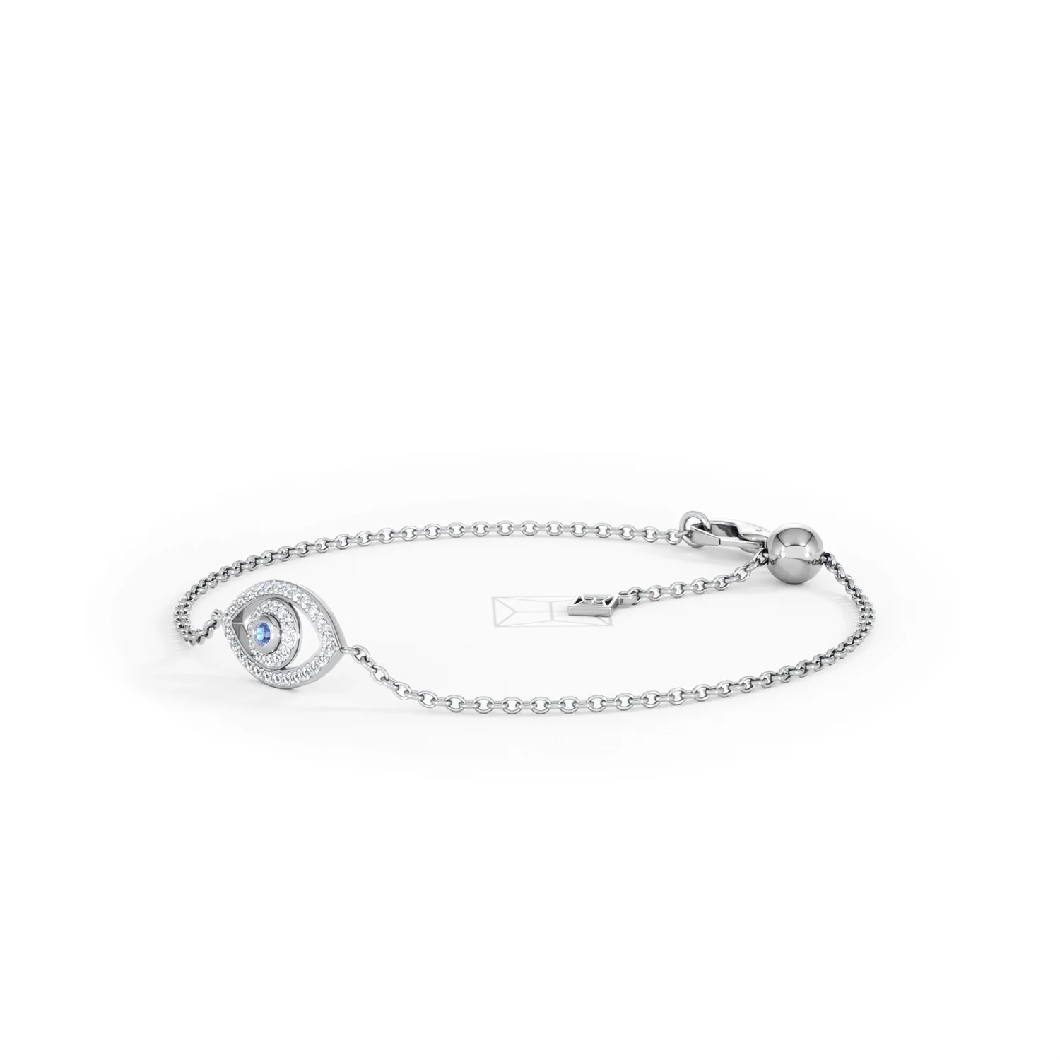Evil Eye 0.21ct Sapphire Lab Diamond Adjustable Bracelet in Sterling Silver - Image 79
