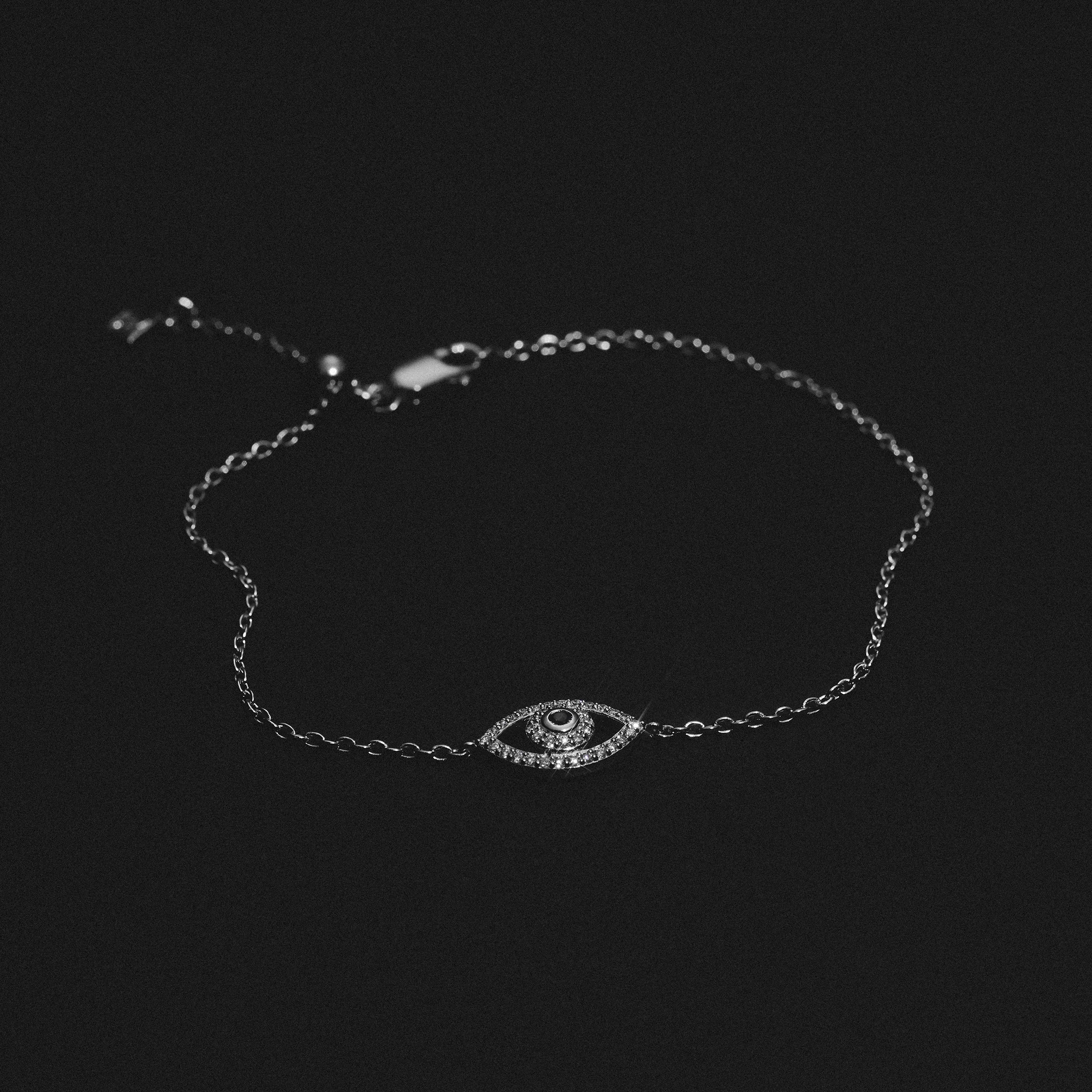 Evil Eye 0.21ct Sapphire Lab Diamond Adjustable Bracelet in Sterling Silver - Image 8