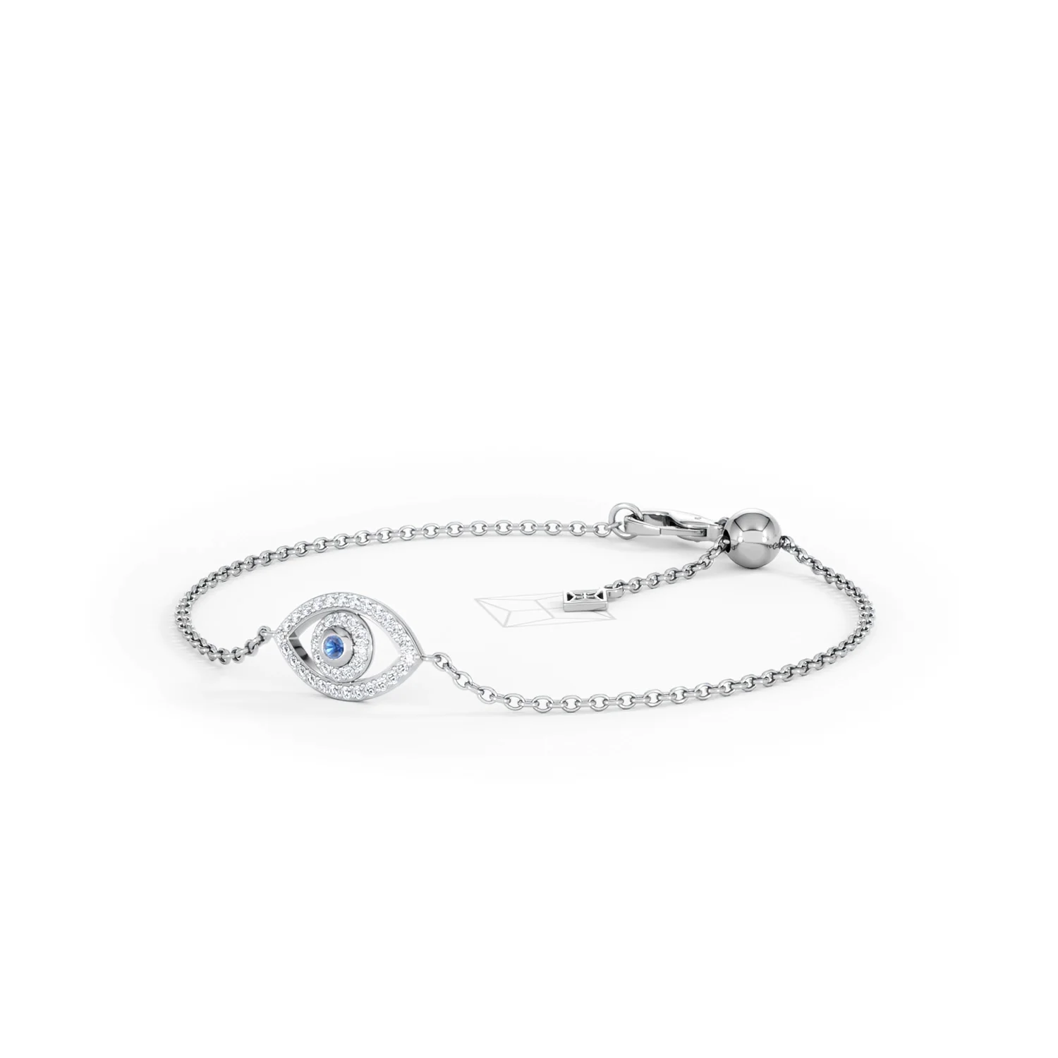 Evil Eye 0.21ct Sapphire Lab Diamond Adjustable Bracelet in Sterling Silver - Image 82