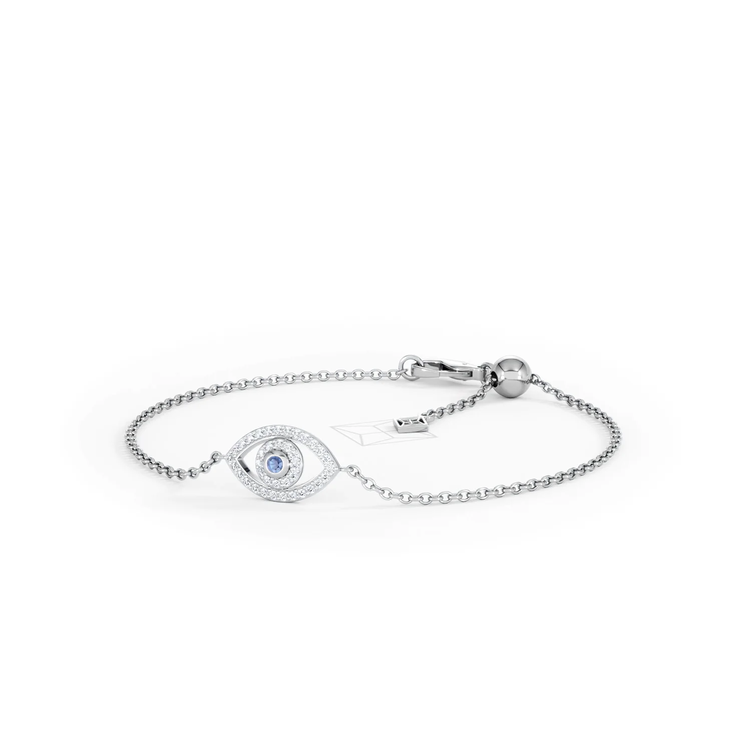 Evil Eye 0.21ct Sapphire Lab Diamond Adjustable Bracelet in Sterling Silver - Image 84