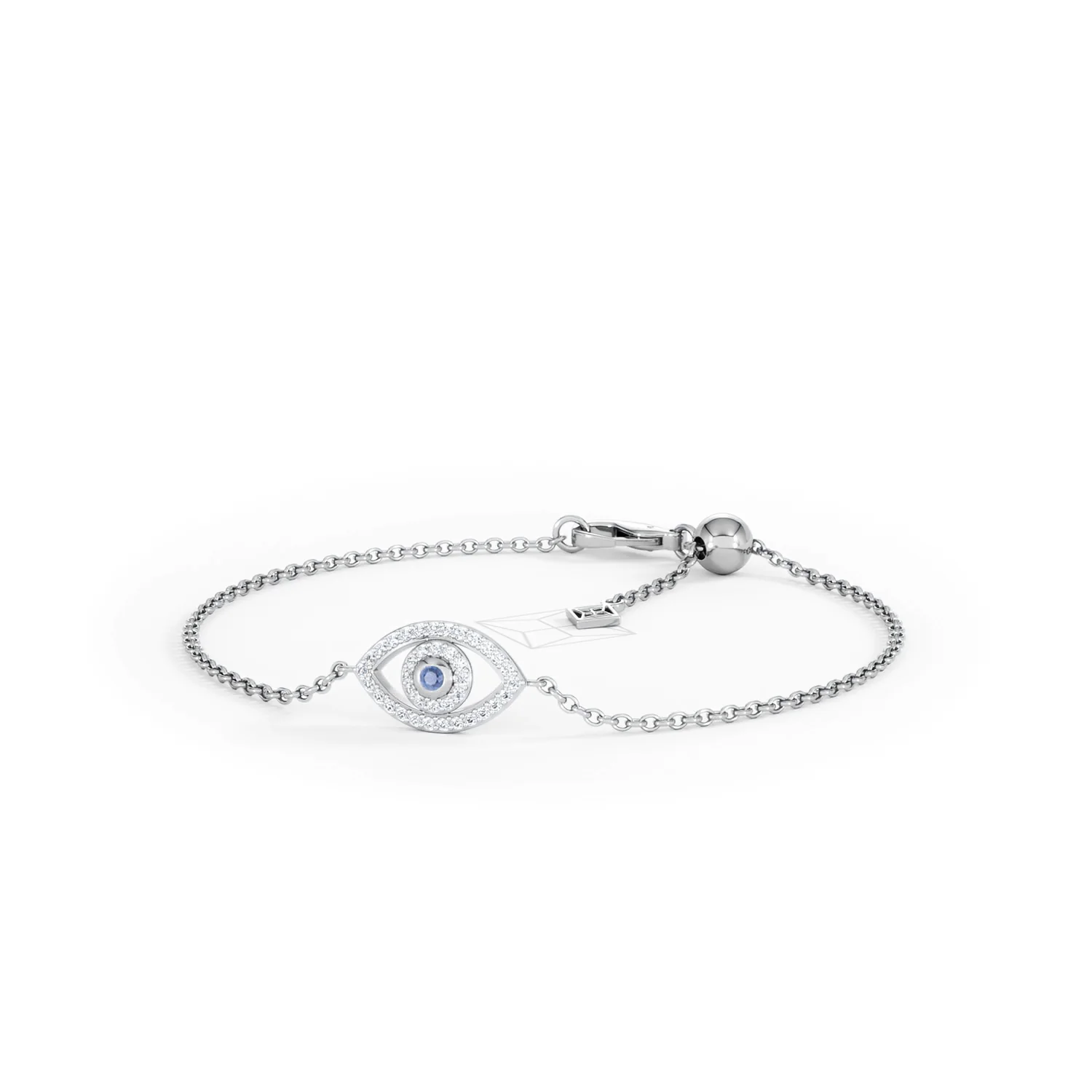 Evil Eye 0.21ct Sapphire Lab Diamond Adjustable Bracelet in Sterling Silver - Image 85