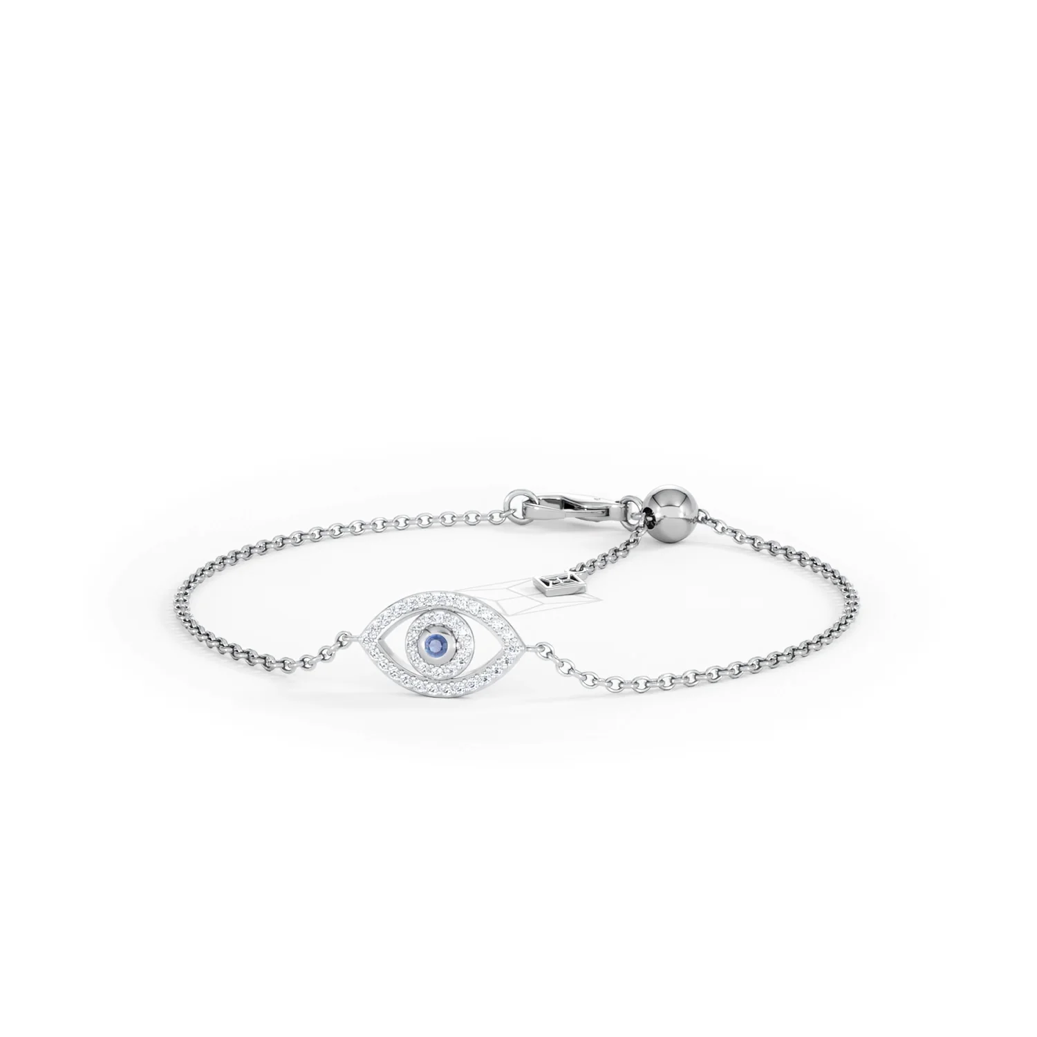 Evil Eye 0.21ct Sapphire Lab Diamond Adjustable Bracelet in Sterling Silver - Image 86