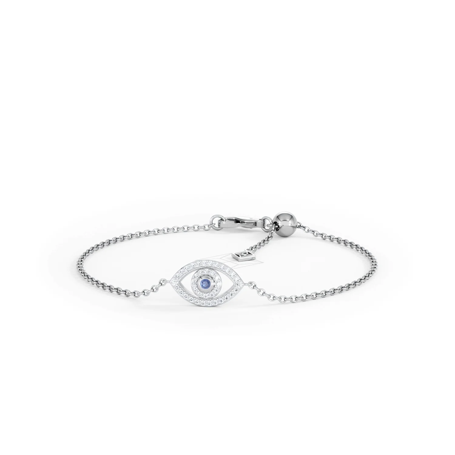 Evil Eye 0.21ct Sapphire Lab Diamond Adjustable Bracelet in Sterling Silver - Image 87