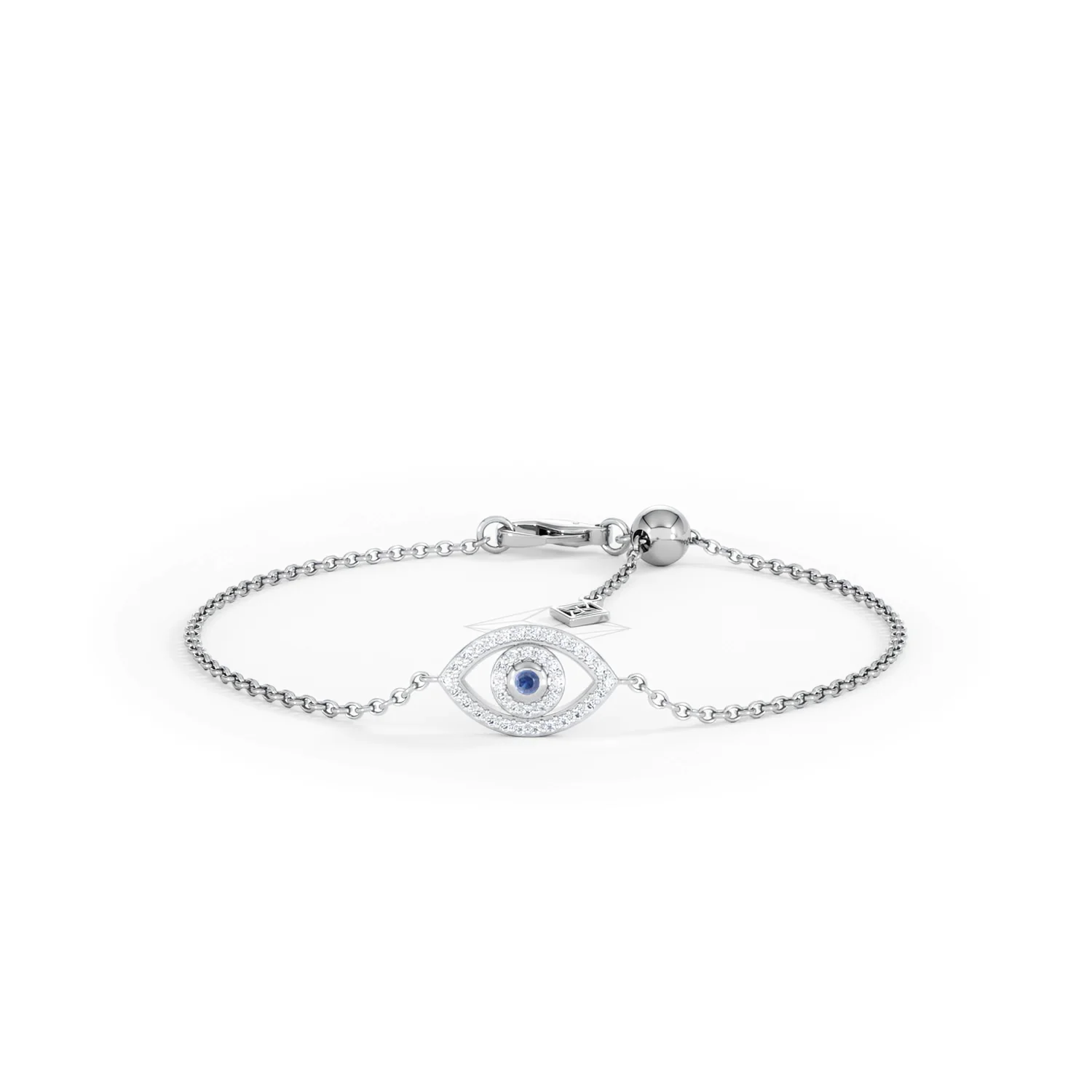 Evil Eye 0.21ct Sapphire Lab Diamond Adjustable Bracelet in Sterling Silver - Image 88