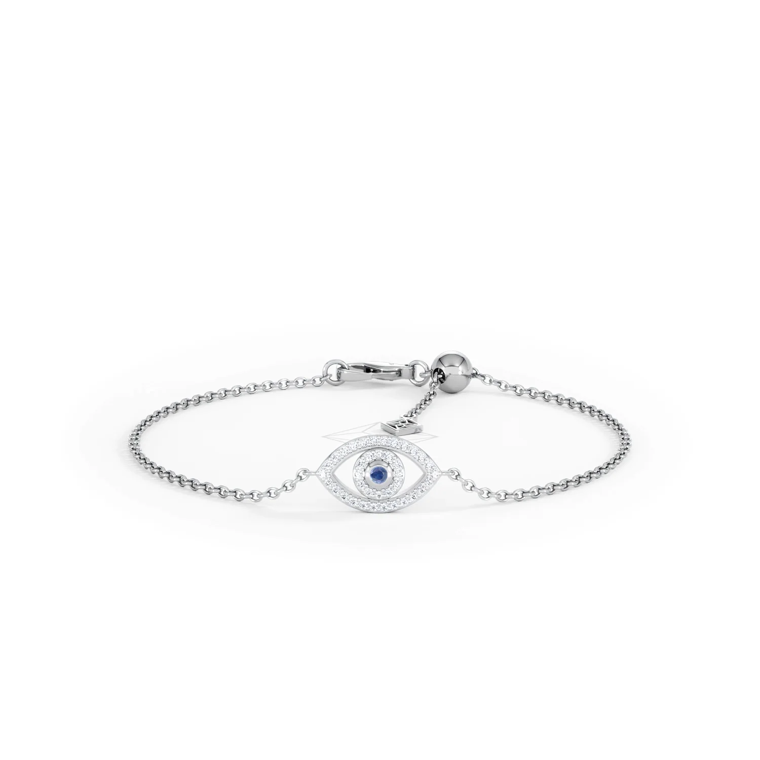 Evil Eye 0.21ct Sapphire Lab Diamond Adjustable Bracelet in Sterling Silver - Image 9