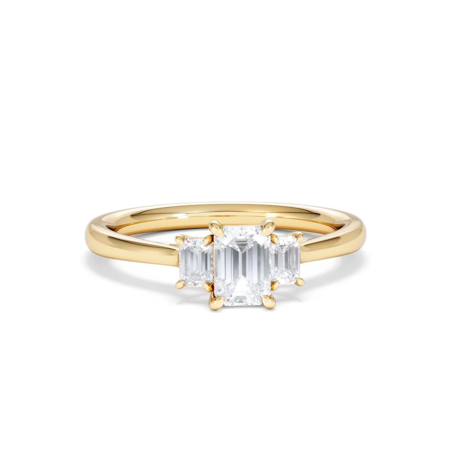 Evoke 3 Stone Emerald Cut Lab Diamond Ring 0.50ct in 18K Gold Vermeil - Image 10