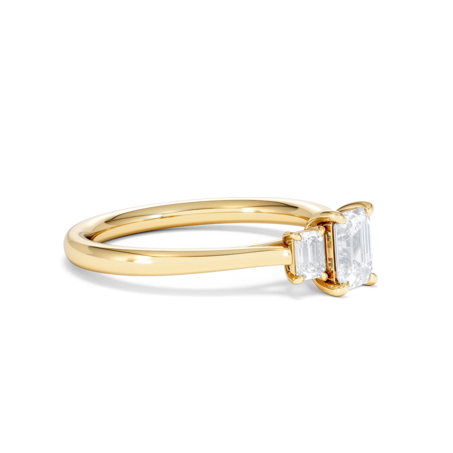Evoke 3 Stone Emerald Cut Lab Diamond Ring 0.50ct in 18K Gold Vermeil - Image 20