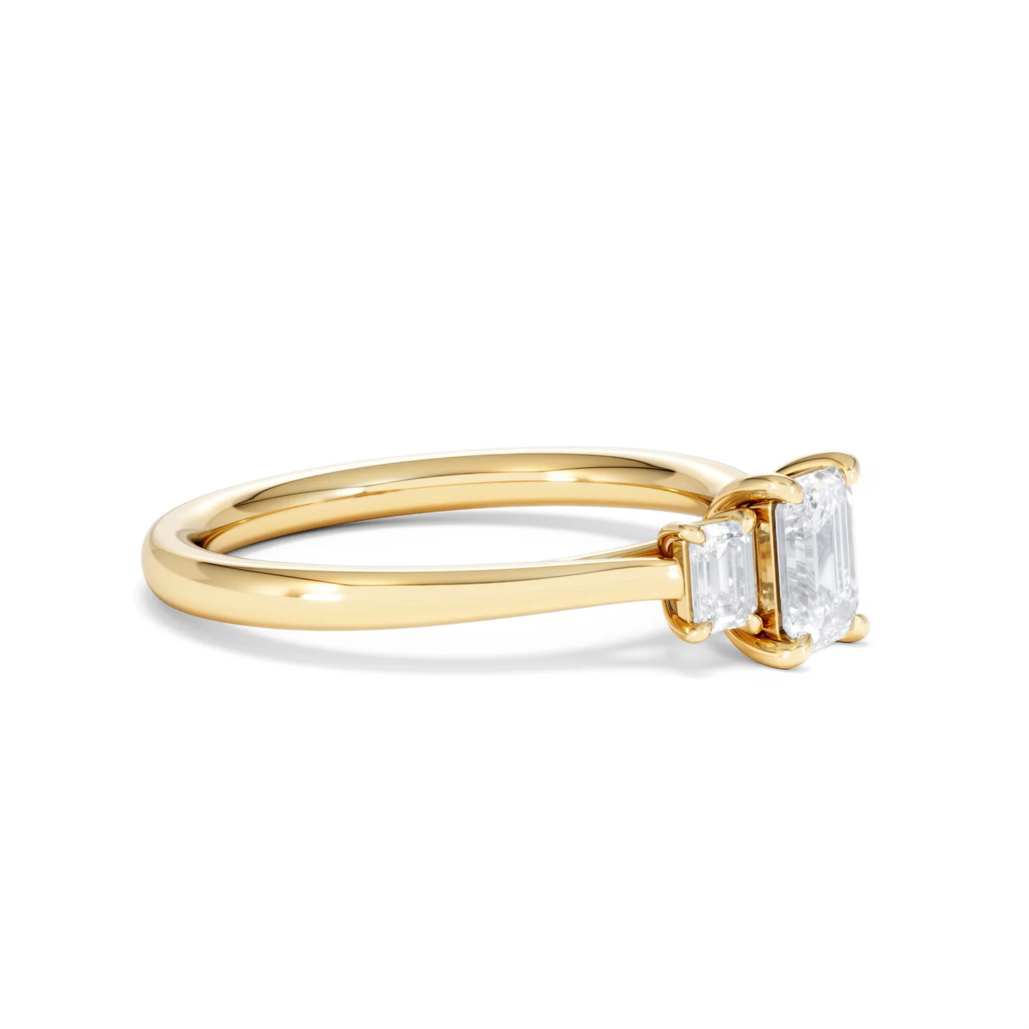 Evoke 3 Stone Emerald Cut Lab Diamond Ring 0.50ct in 18K Gold Vermeil - Image 21