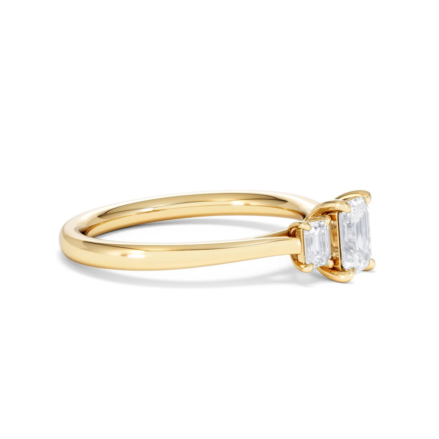 Evoke 3 Stone Emerald Cut Lab Diamond Ring 0.50ct in 18K Gold Vermeil - Image 22