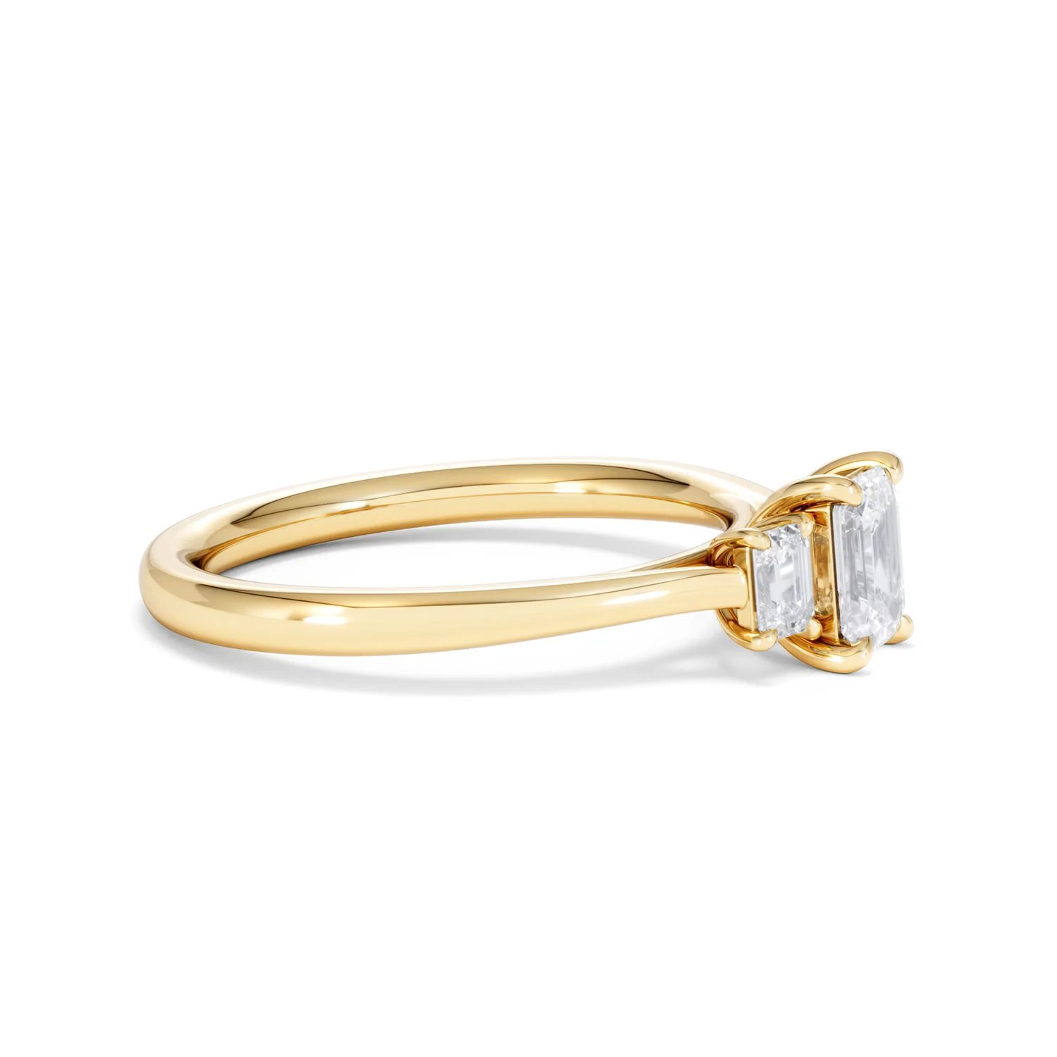 Evoke 3 Stone Emerald Cut Lab Diamond Ring 0.50ct in 18K Gold Vermeil - Image 23