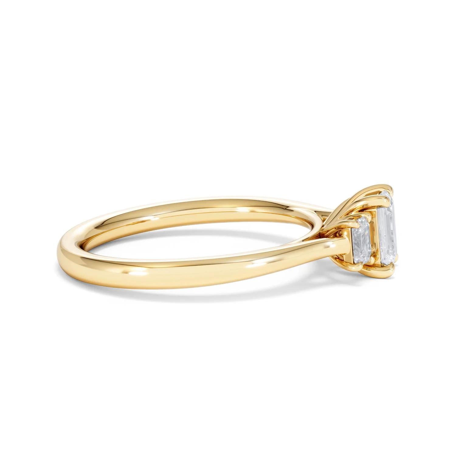 Evoke 3 Stone Emerald Cut Lab Diamond Ring 0.50ct in 18K Gold Vermeil - Image 27