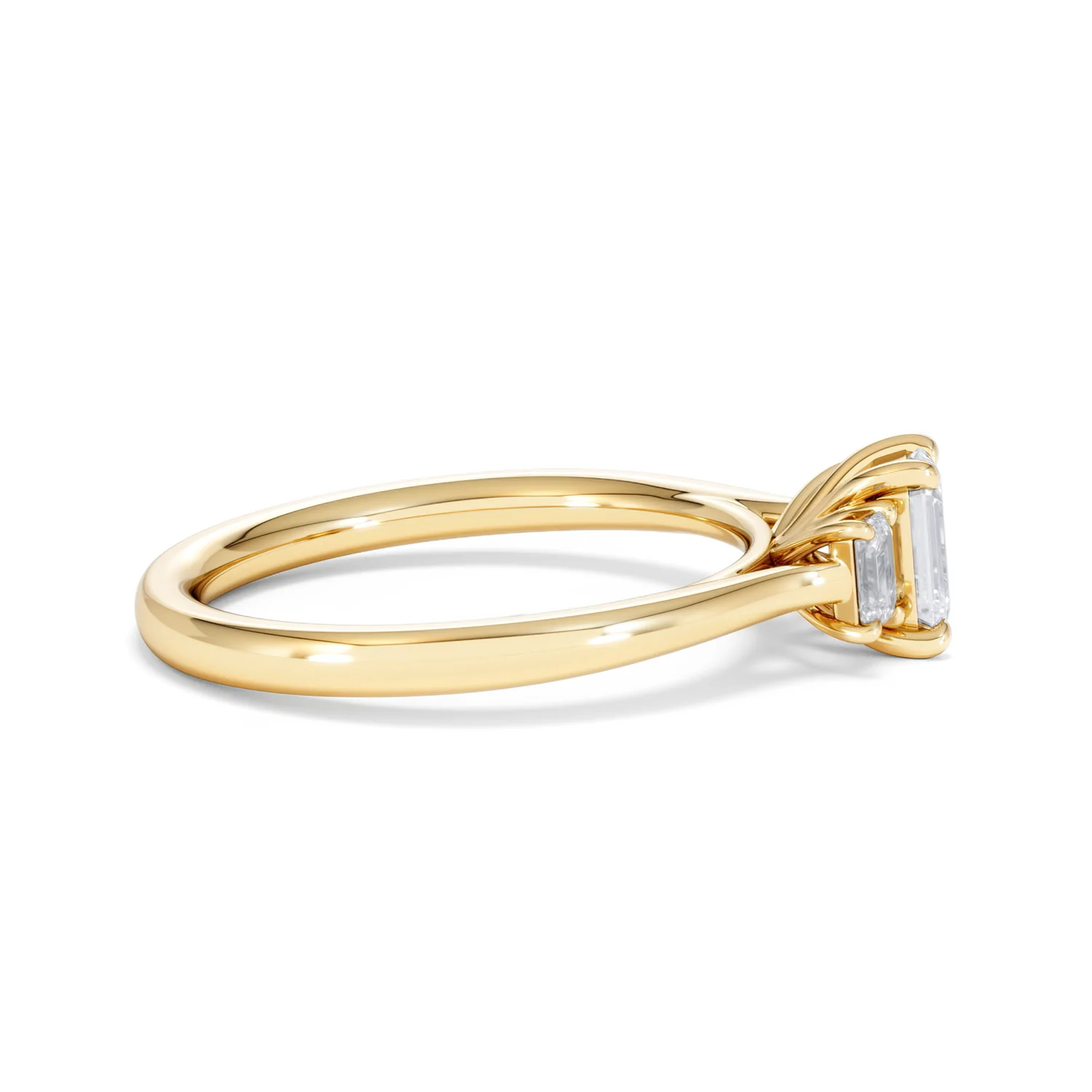 Evoke 3 Stone Emerald Cut Lab Diamond Ring 0.50ct in 18K Gold Vermeil - Image 28