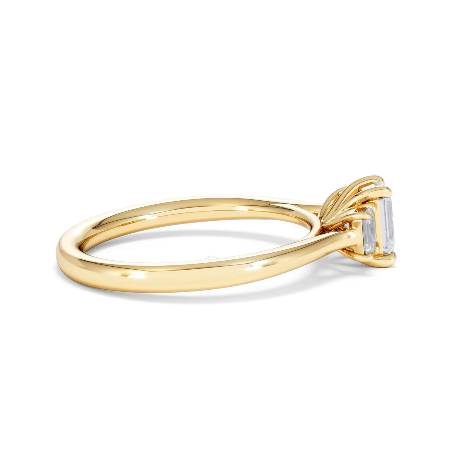 Evoke 3 Stone Emerald Cut Lab Diamond Ring 0.50ct in 18K Gold Vermeil - Image 30