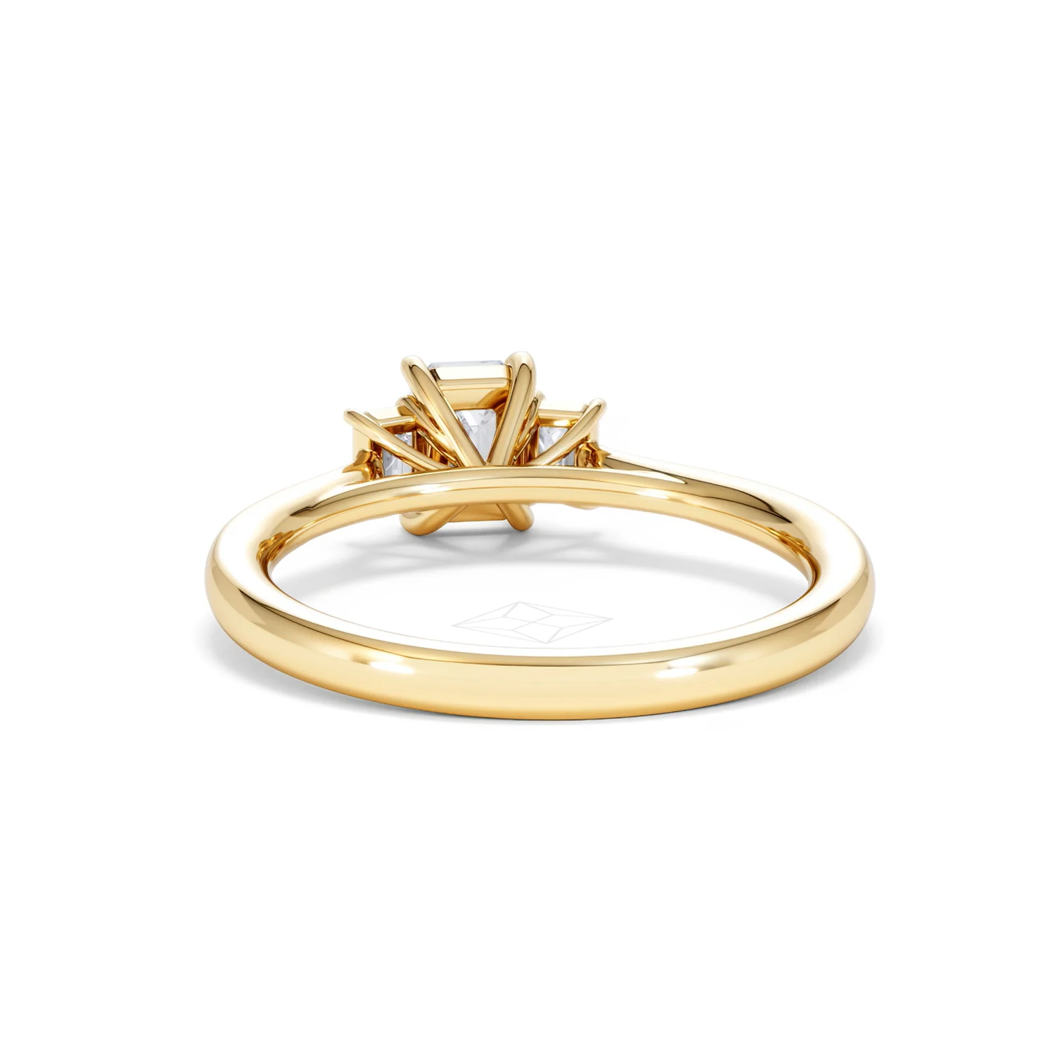 Evoke 3 Stone Emerald Cut Lab Diamond Ring 0.50ct in 18K Gold Vermeil - Image 51
