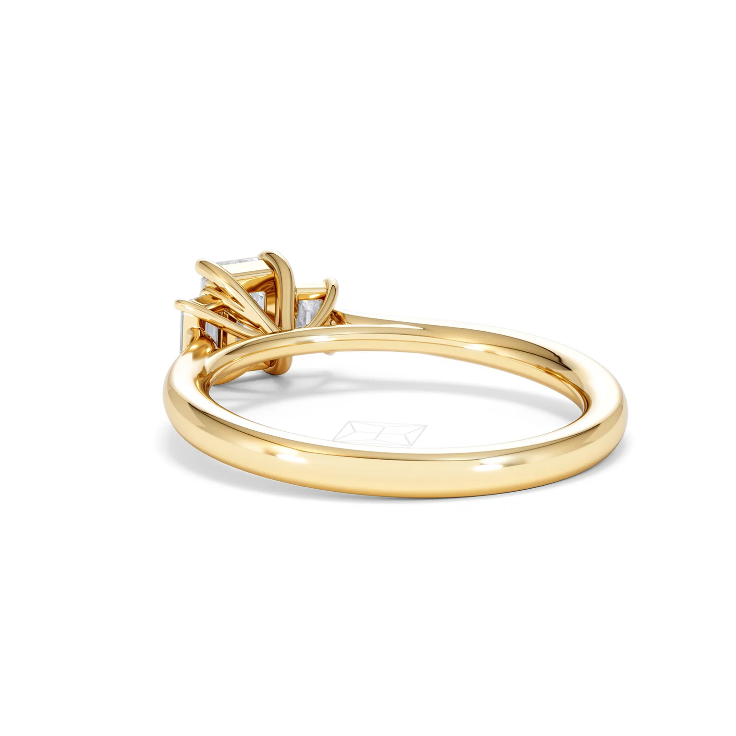 Evoke 3 Stone Emerald Cut Lab Diamond Ring 0.50ct in 18K Gold Vermeil - Image 56