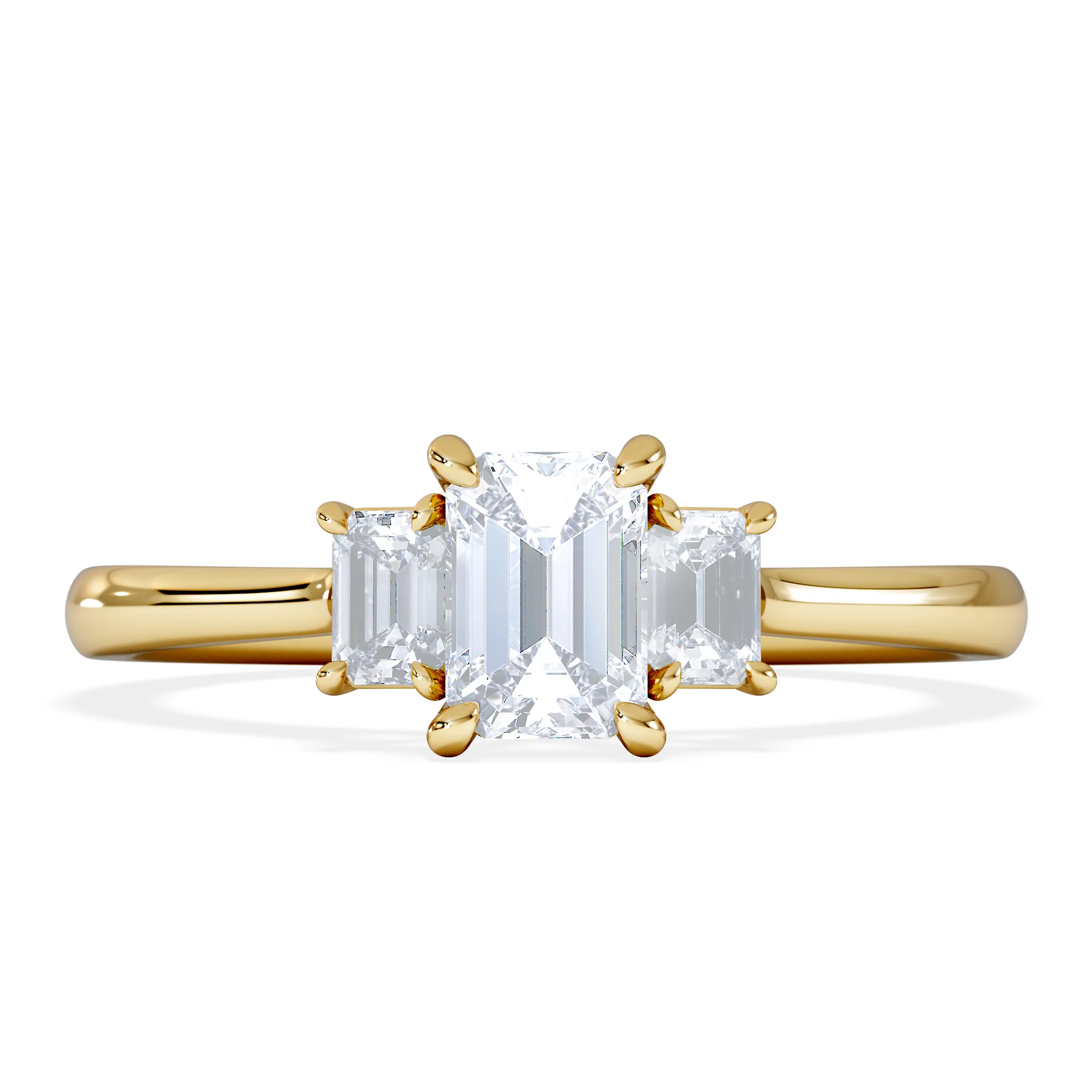Evoke 3 Stone Emerald Cut Lab Diamond Ring 0.50ct in 18K Gold Vermeil - Image 6