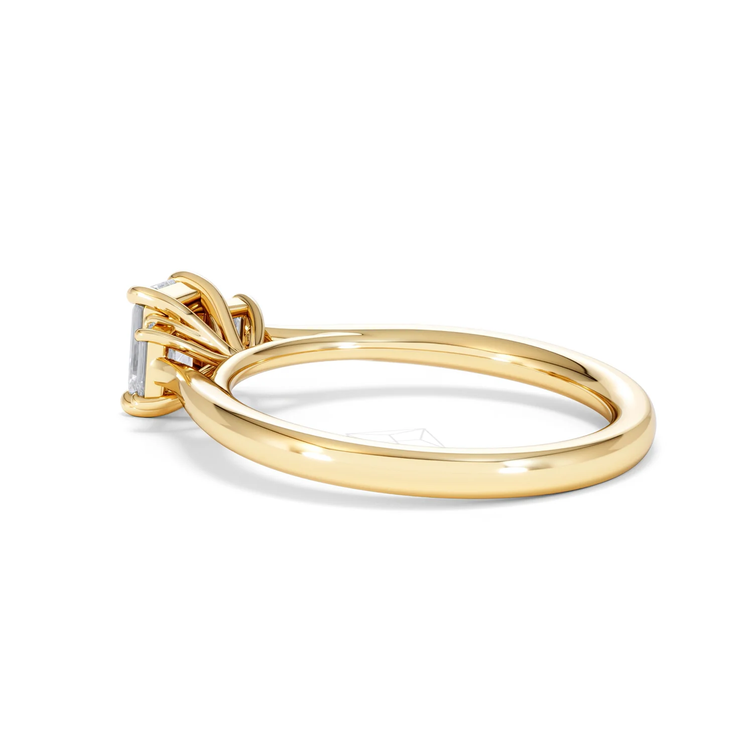 Evoke 3 Stone Emerald Cut Lab Diamond Ring 0.50ct in 18K Gold Vermeil - Image 62