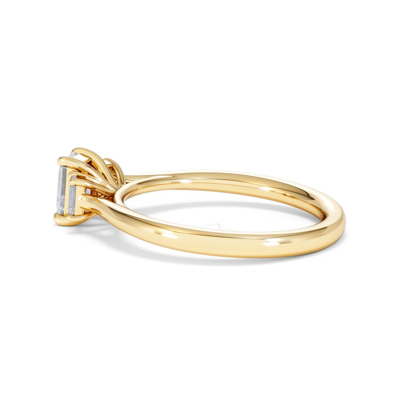 Evoke 3 Stone Emerald Cut Lab Diamond Ring 0.50ct in 18K Gold Vermeil - Image 65
